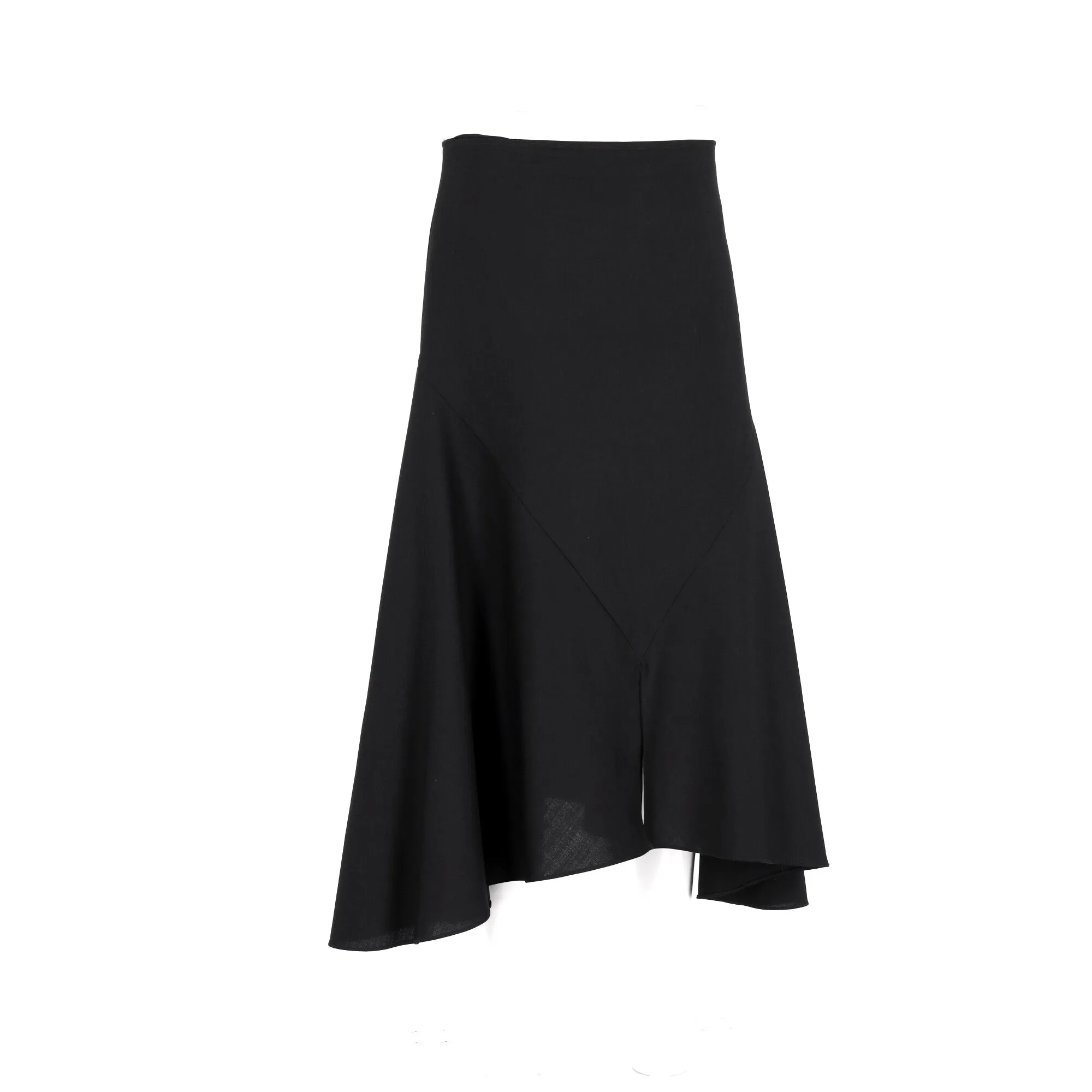 Marni Asymmetric Midi Skirt in Black Wool