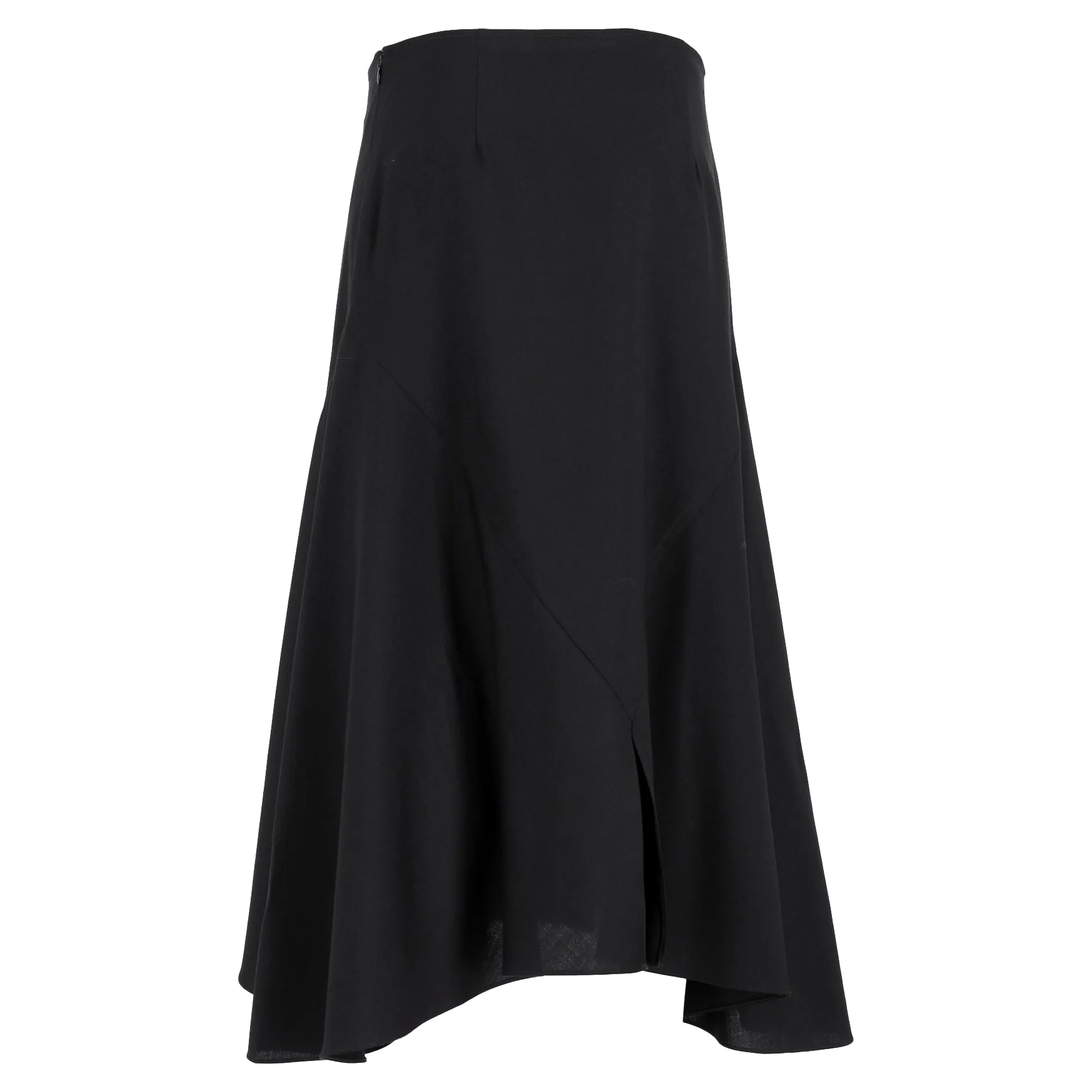 Marni Asymmetric Midi Skirt in Black Wool