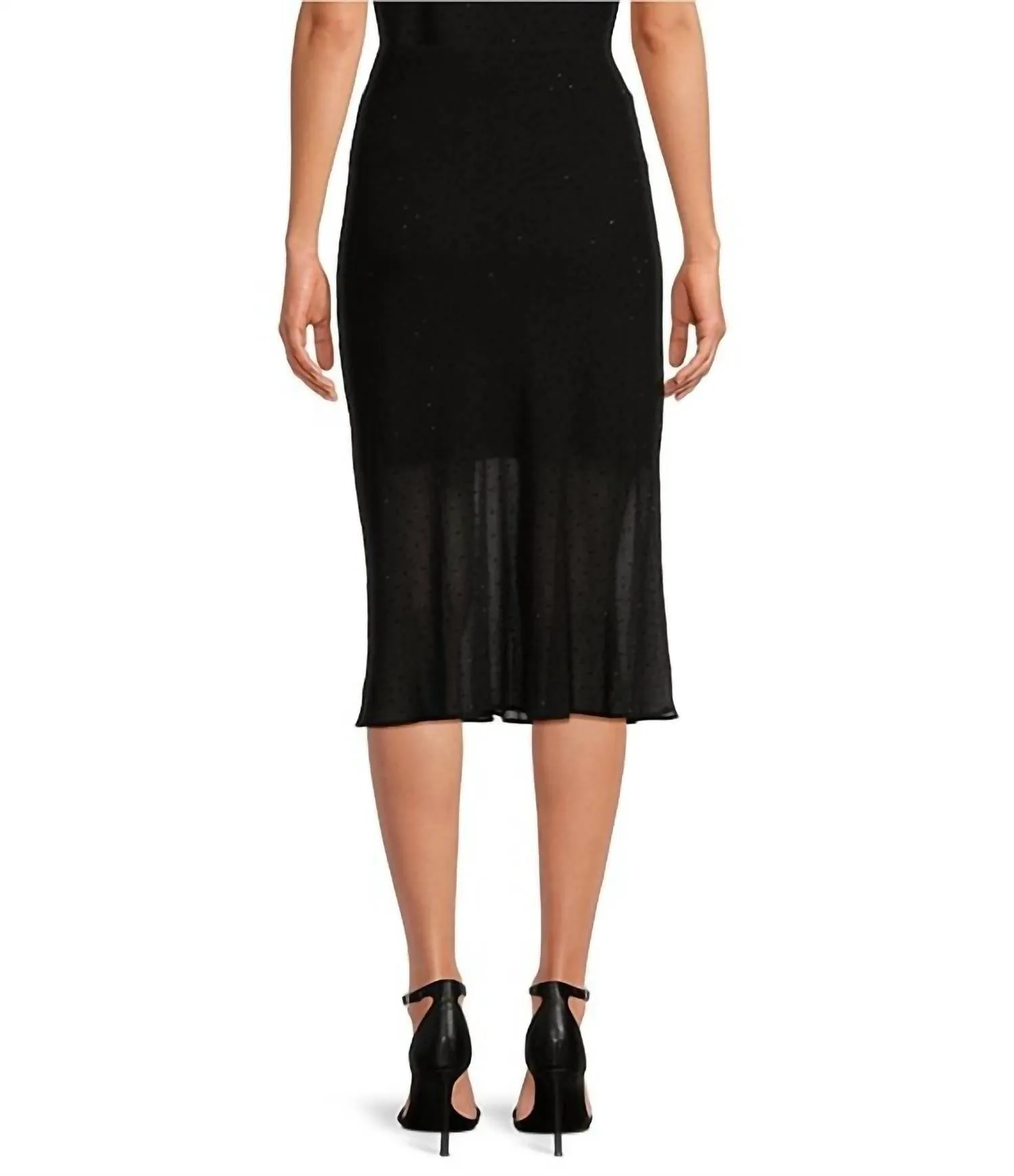 Masa Rhinestone Midi Skirt In Black