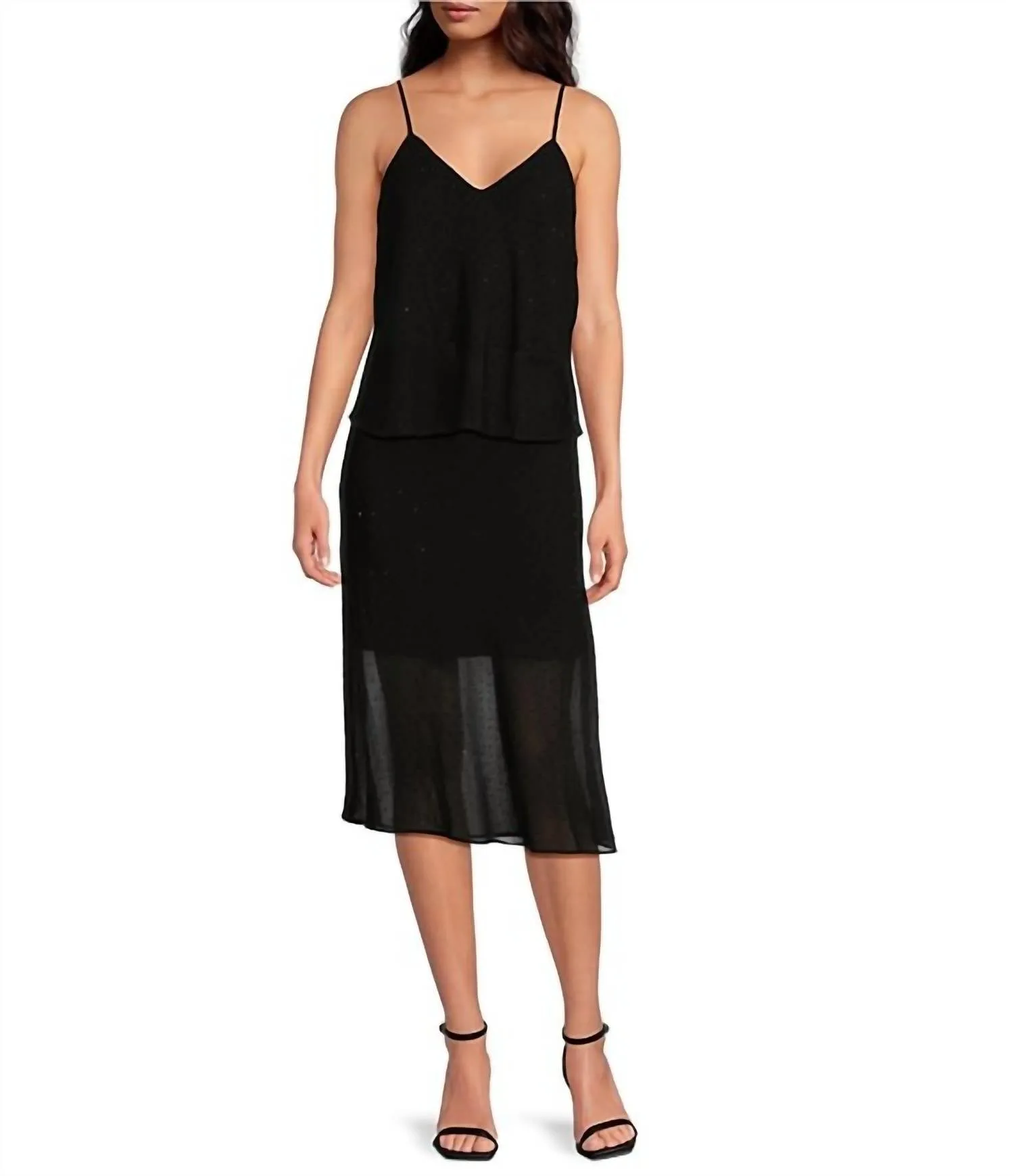 Masa Rhinestone Midi Skirt In Black
