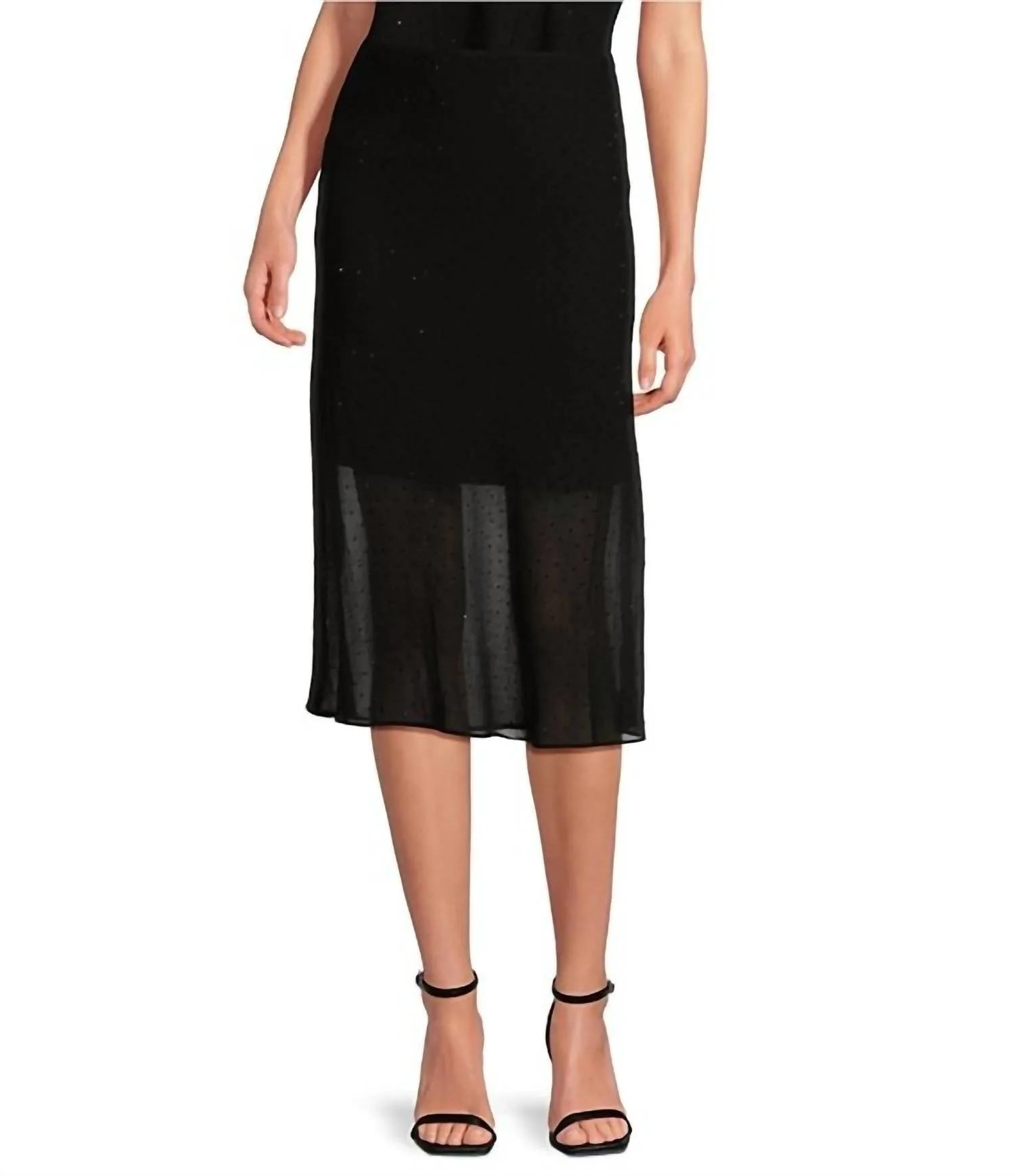 Masa Rhinestone Midi Skirt In Black