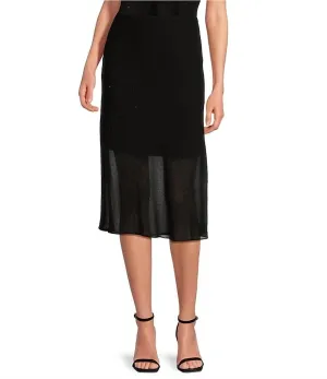 Masa Rhinestone Midi Skirt In Black