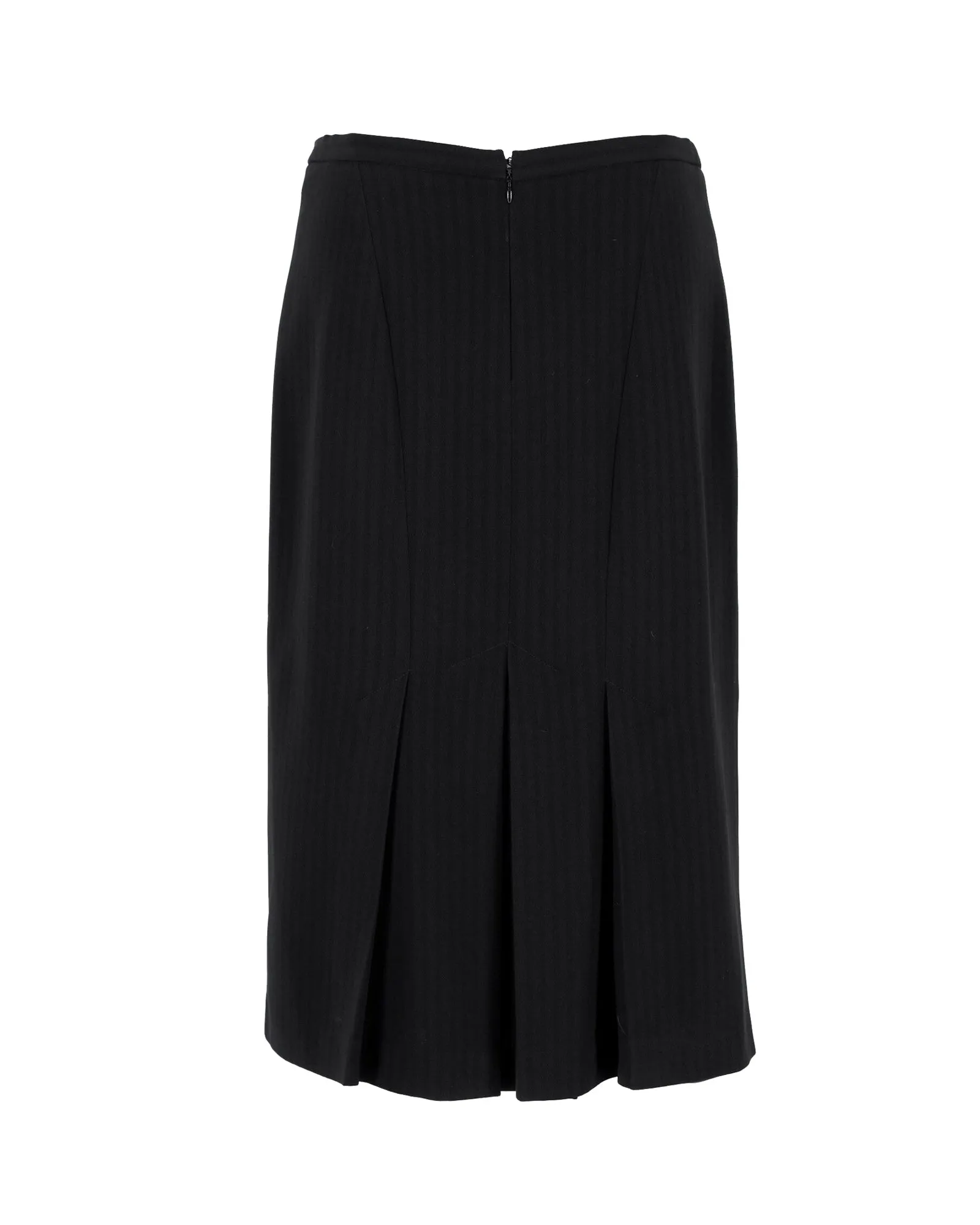 Max Mara Striped Midi Pencil Skirt in Black Triacetate