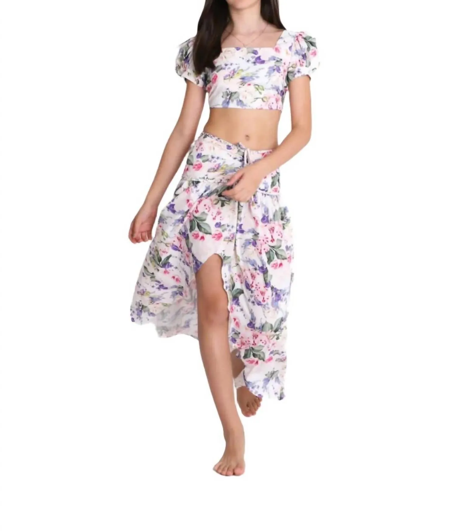 Maxi Skirt Set In Orchids