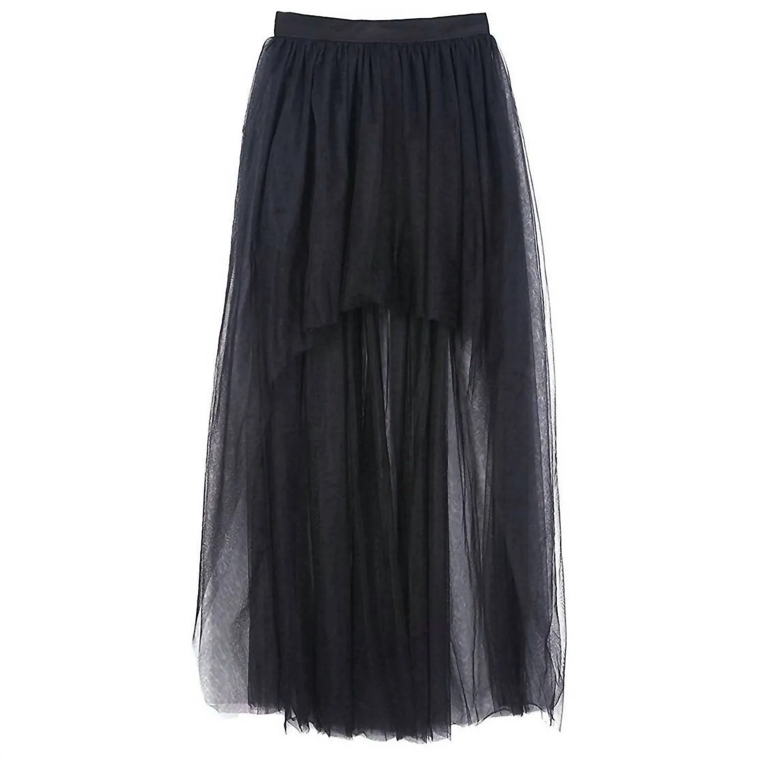 Mesh High Low Tutu Skirt In Black