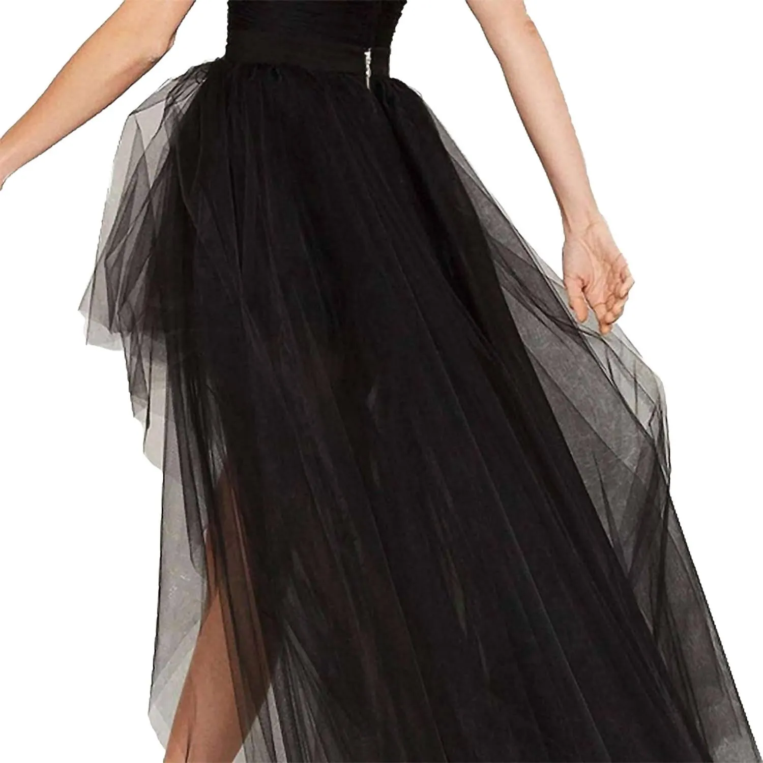 Mesh High Low Tutu Skirt In Black