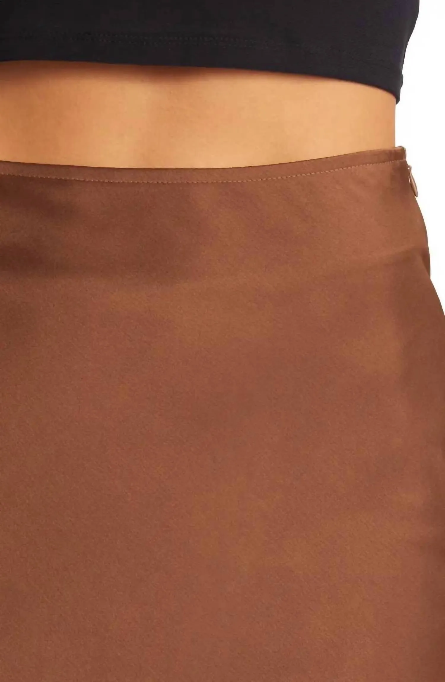 Midi Slip Skirt In Brown