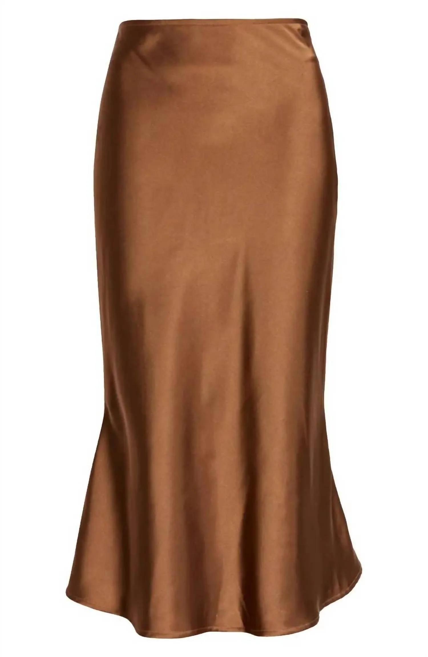 Midi Slip Skirt In Brown