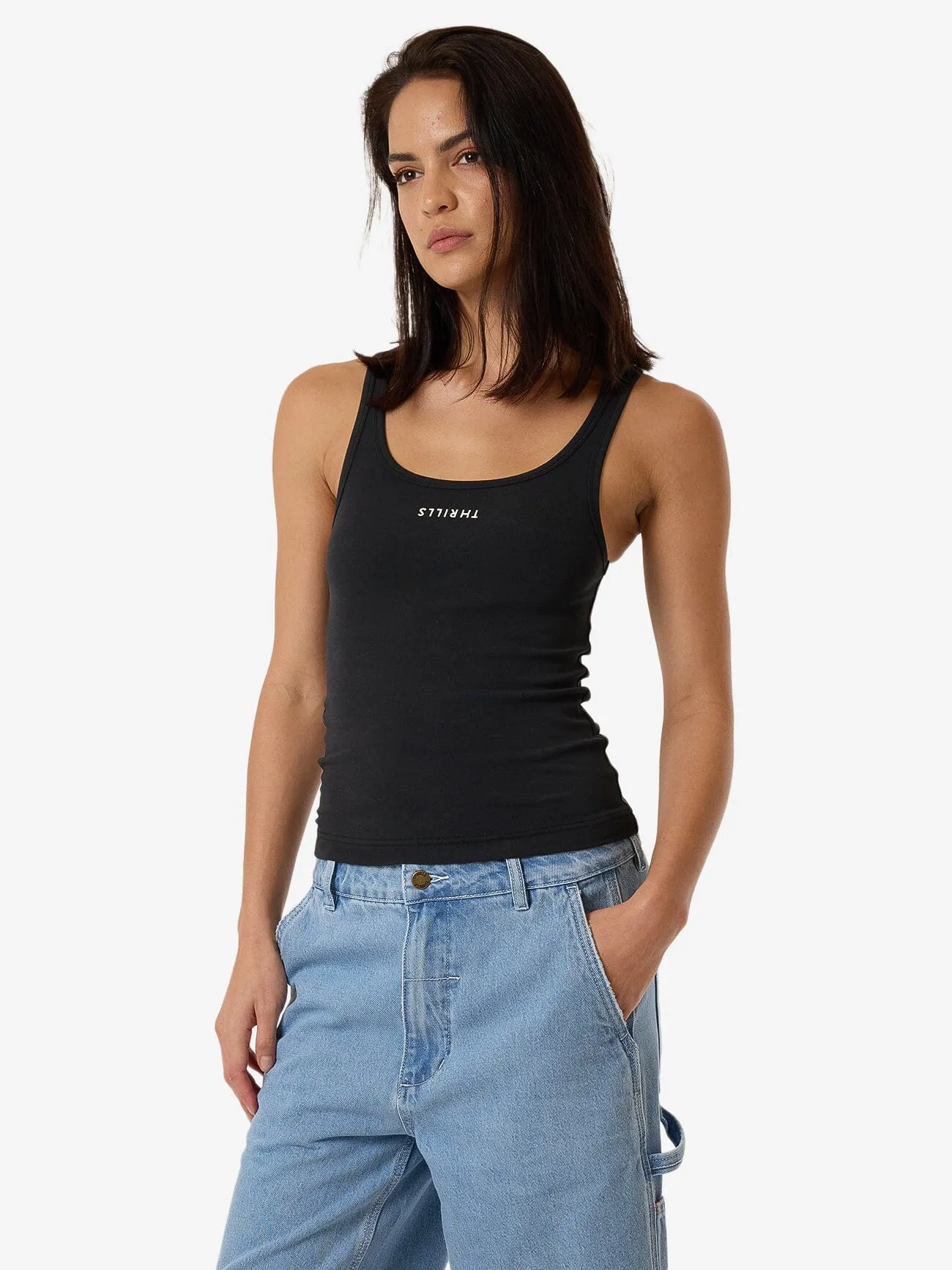 Minimal Thrills Scoop Tank - Faded Black