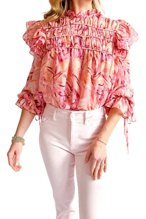 Mock Neck Long Sleeve Top In Blush