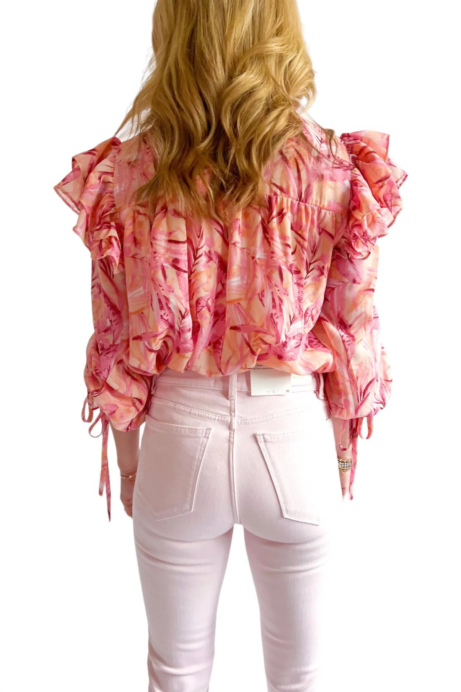 Mock Neck Long Sleeve Top In Blush