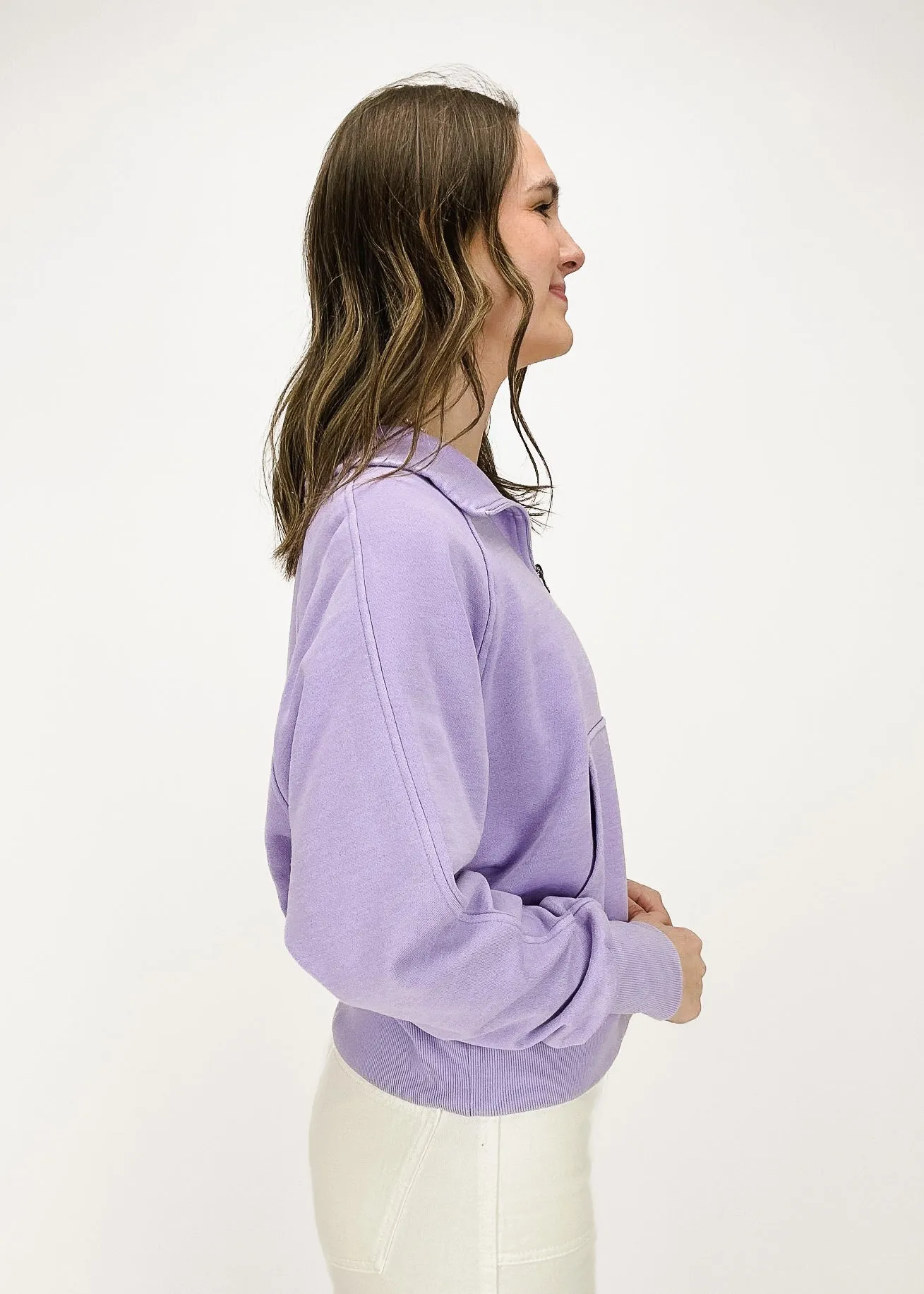 Molly Quarter Zip Sweatshirt - Lavender