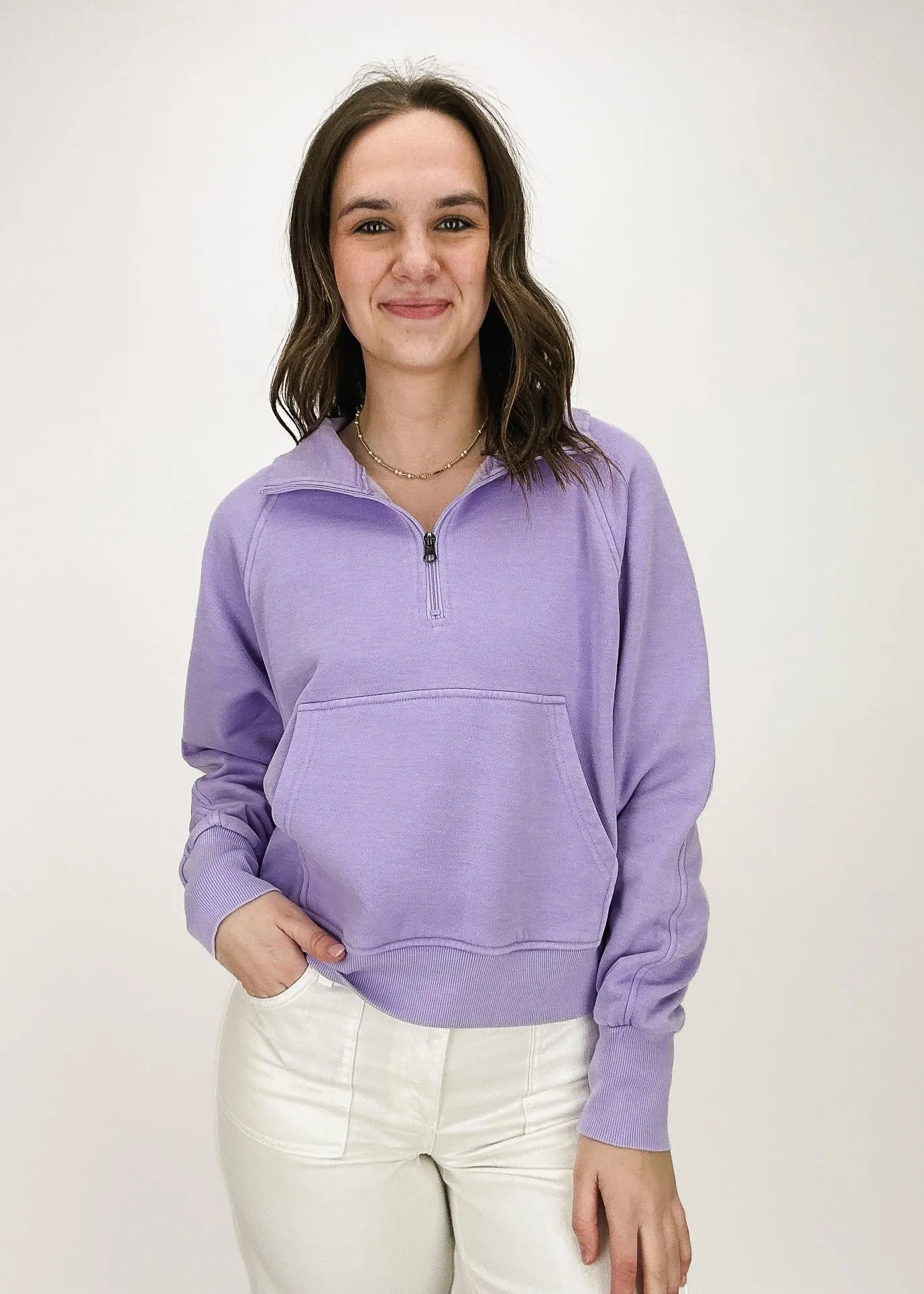 Molly Quarter Zip Sweatshirt - Lavender