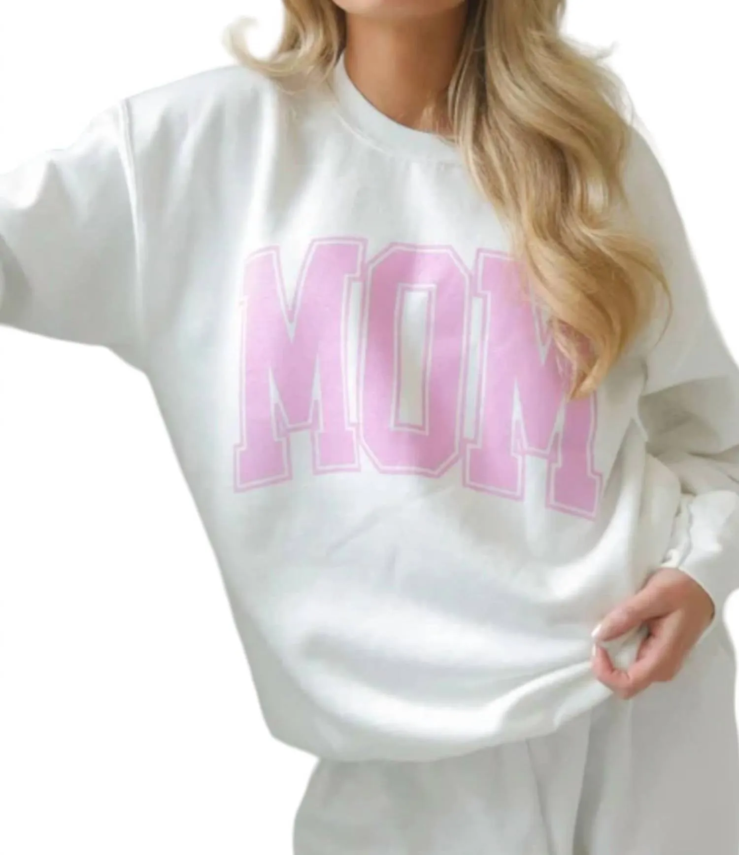 Mom Block Sweatshirt In White