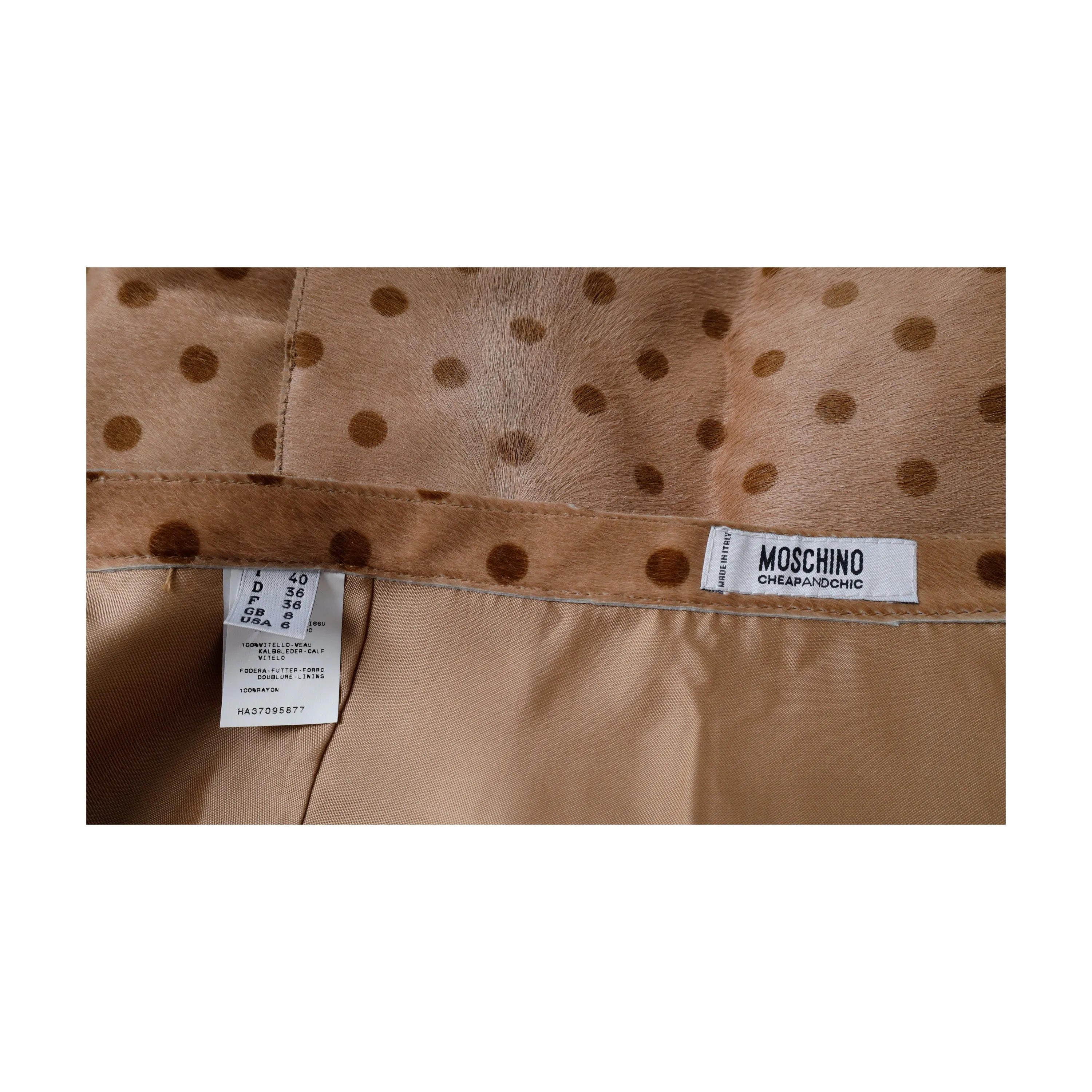 Moschino Cheap and Chic Polka Printed Calfskin Skirt - '10s