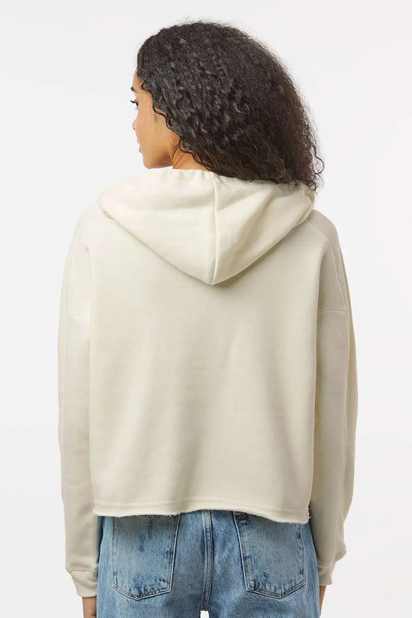 MV Sport Womens Angel Fleece Crop Hooded Sweatshirt Hoodie - Ecru