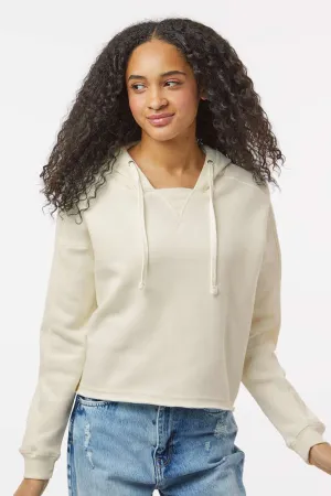 MV Sport Womens Angel Fleece Crop Hooded Sweatshirt Hoodie - Ecru