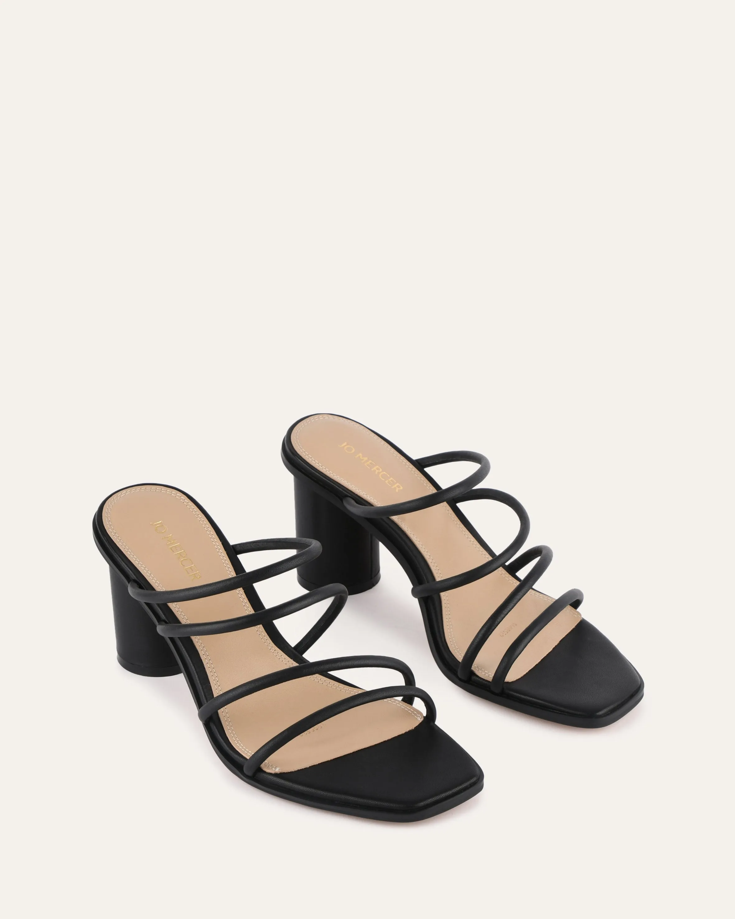 NAOMI MID HEEL SANDALS BLACK LEATHER