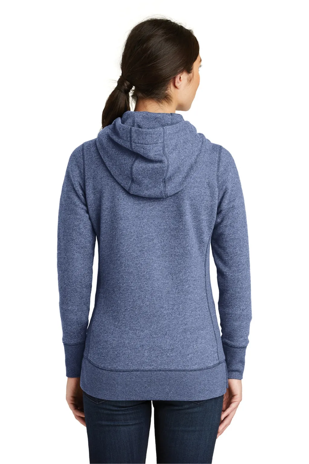 New Era Womens Sueded French Terry Full Zip Hooded Sweatshirt Hoodie w/ Pockets - Dark Royal Blue Twist