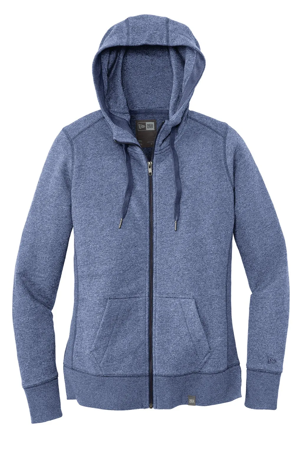 New Era Womens Sueded French Terry Full Zip Hooded Sweatshirt Hoodie w/ Pockets - Dark Royal Blue Twist