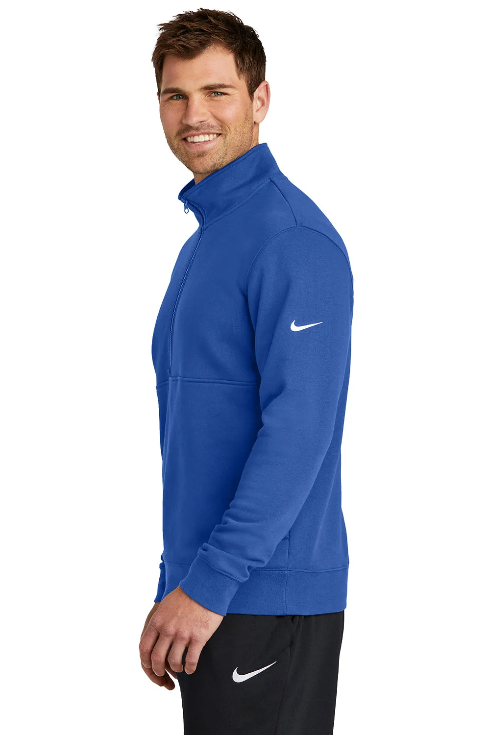 Nike Mens Club Fleece 1/4 Zip Sweatshirt w/ Pockets - Game Royal Blue