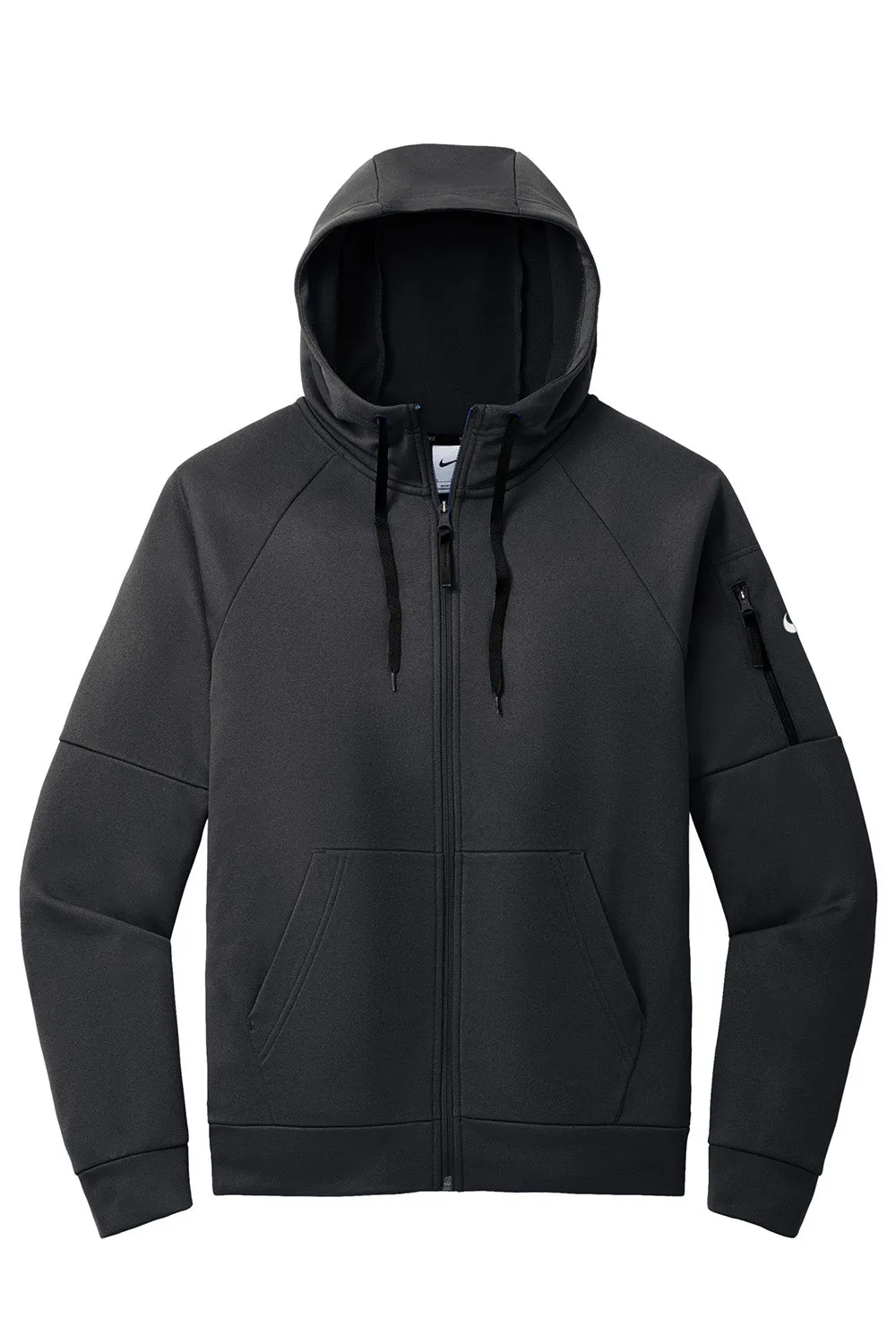 Nike Mens Therma-Fit Fleece Full Zip Hooded Sweatshirt Hoodie w/ Pockets - Black