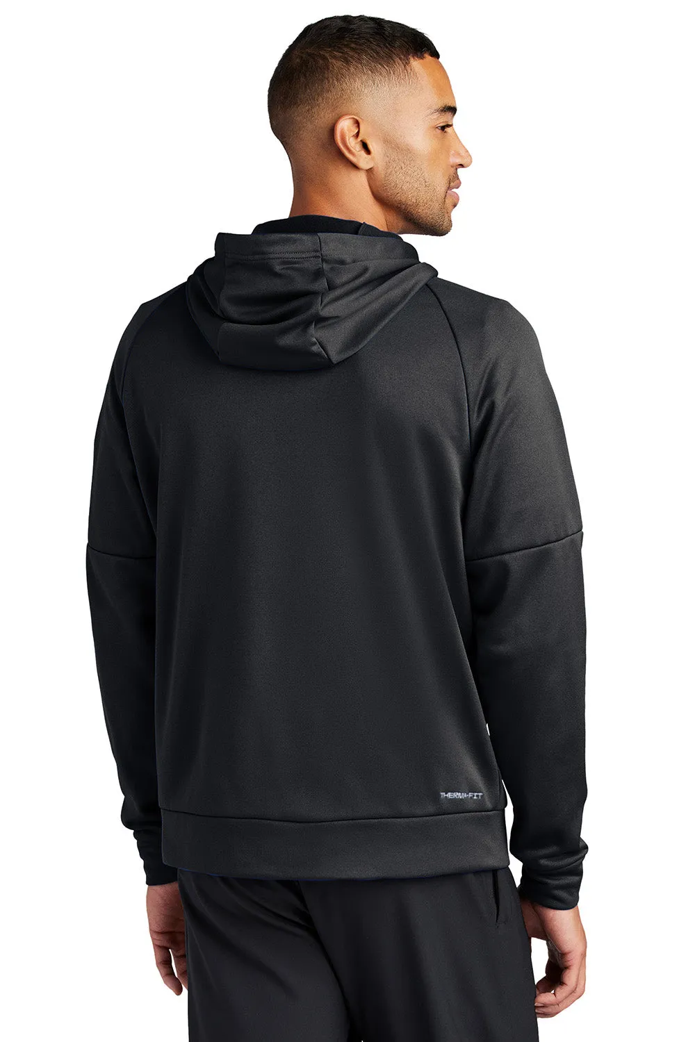 Nike Mens Therma-Fit Fleece Full Zip Hooded Sweatshirt Hoodie w/ Pockets - Black