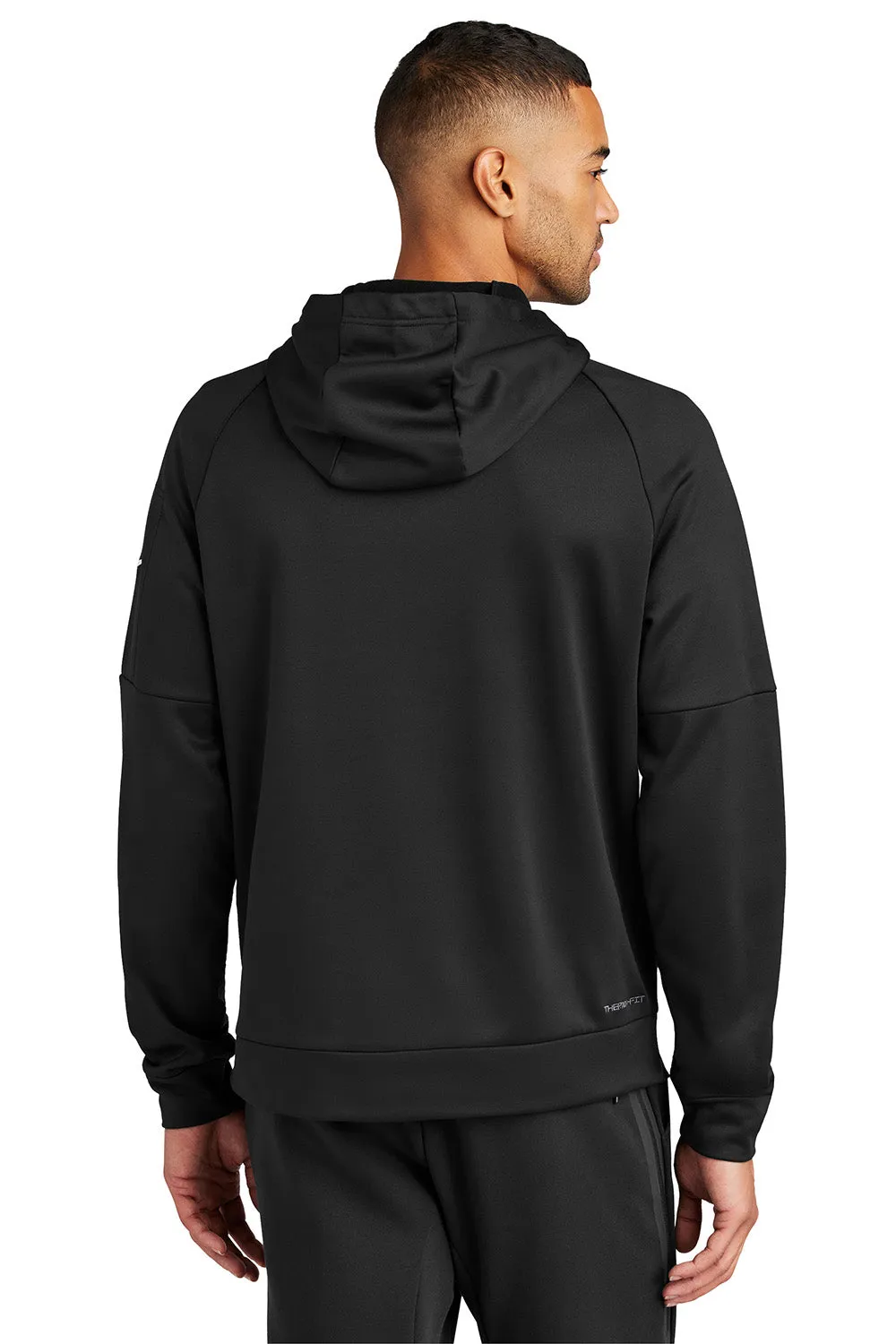 Nike Mens Therma-Fit Fleece Hooded Sweatshirt Hoodie w/ Pouch Pocket - Black