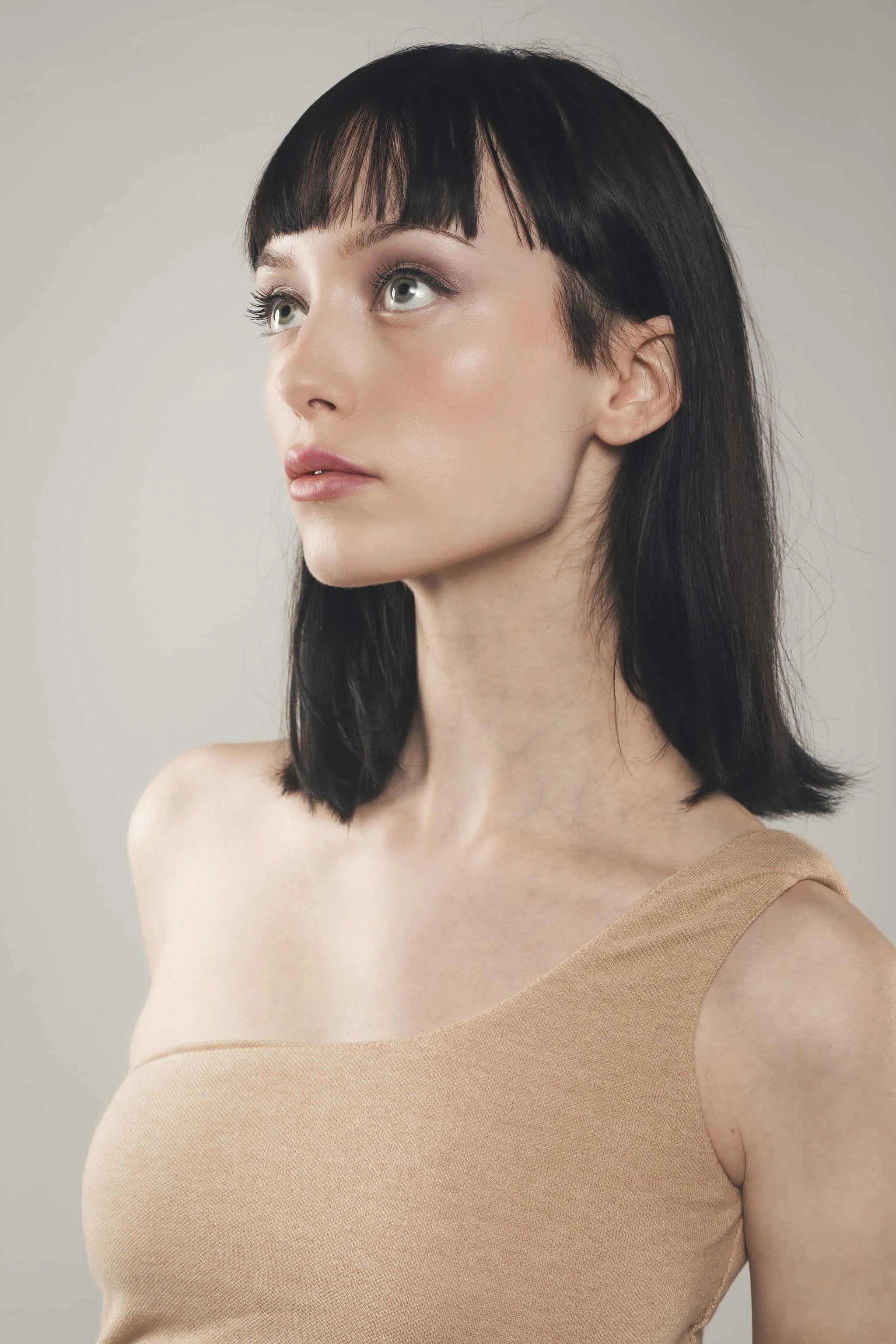 Organic Cotton One Shoulder Top | Light Brown