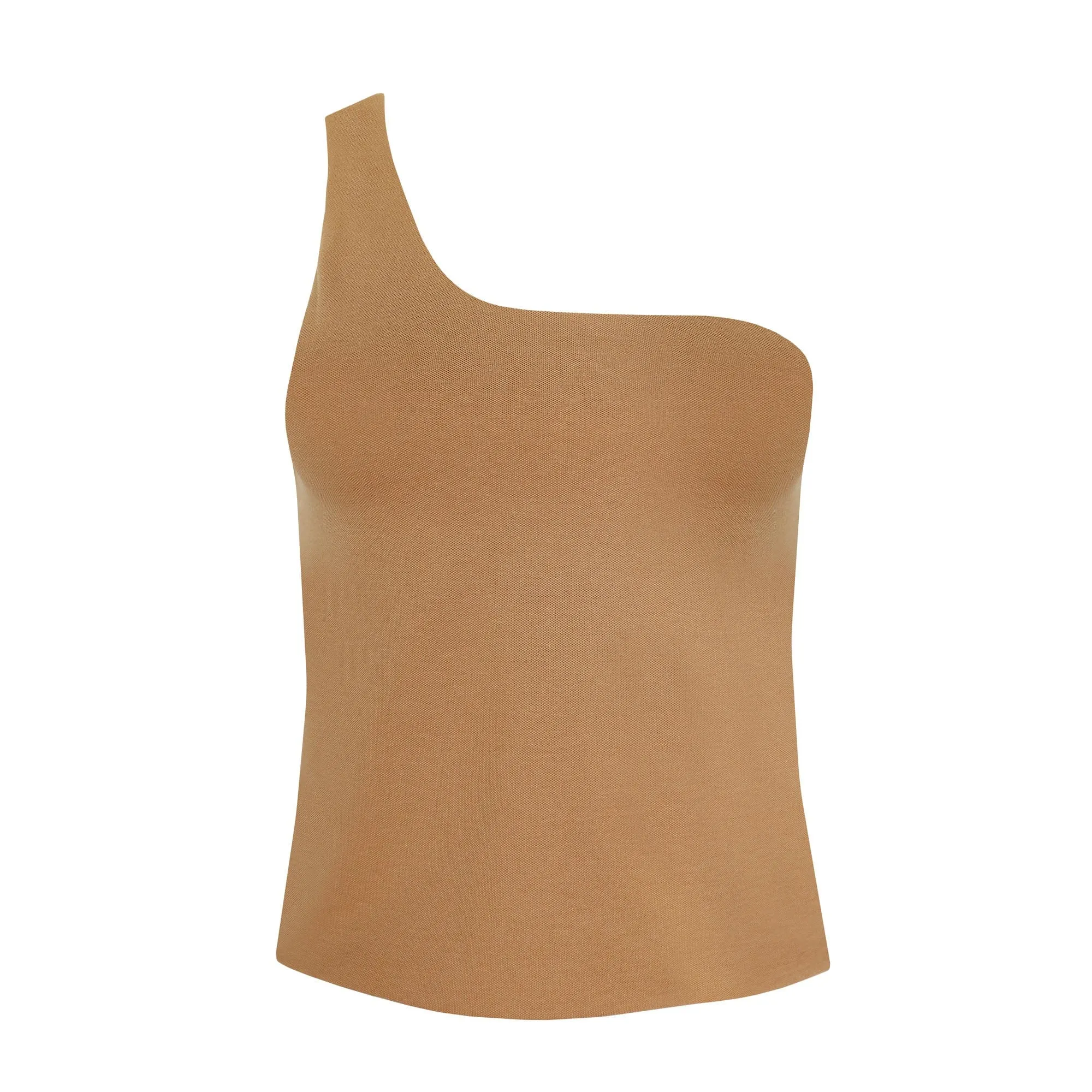 Organic Cotton One Shoulder Top | Light Brown