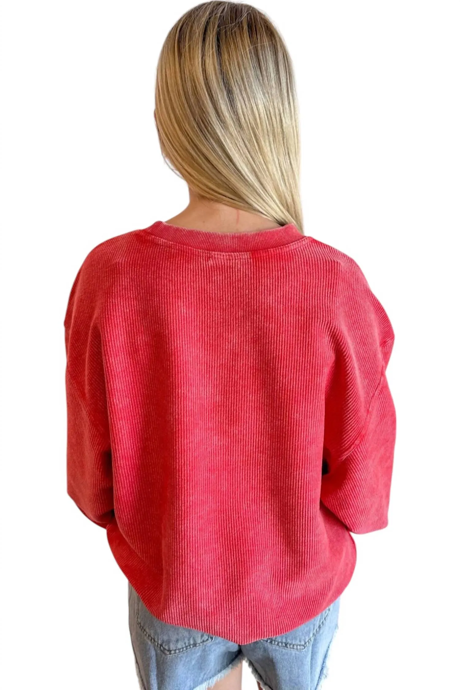 Ou Mascot Cord Sweatshirt In Red