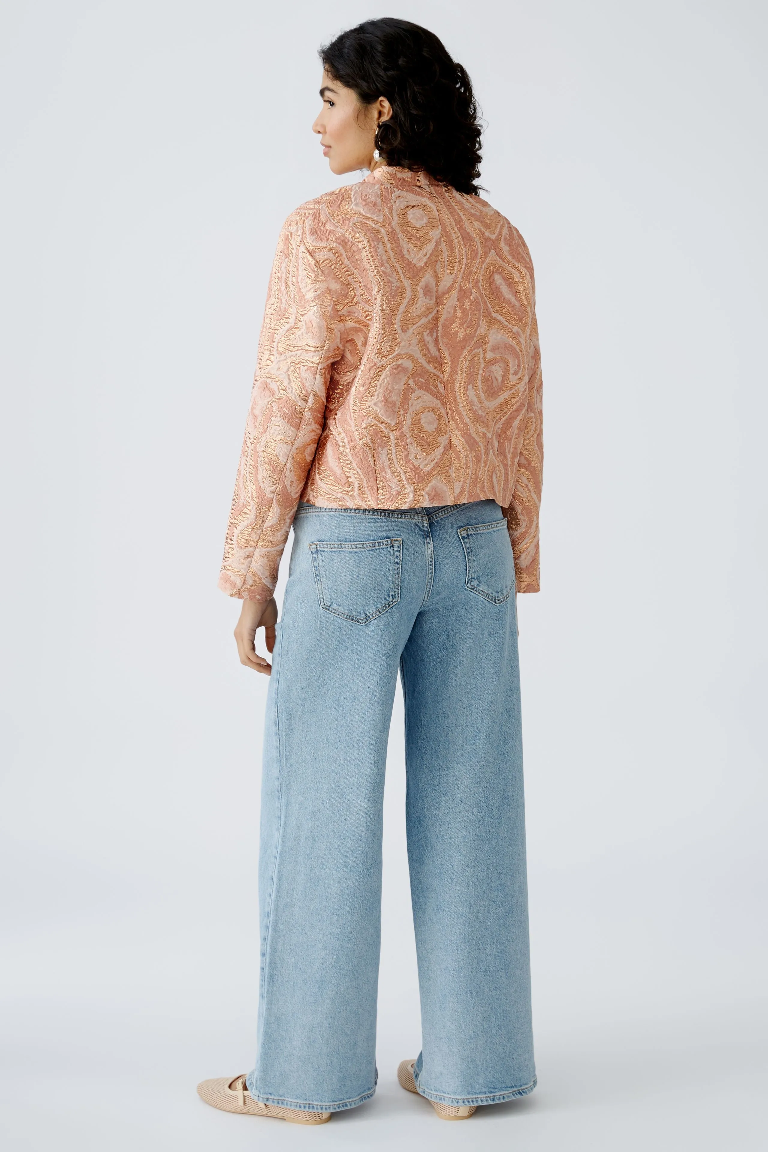 Oui Rose Cooper Brocade Jacket In Pink