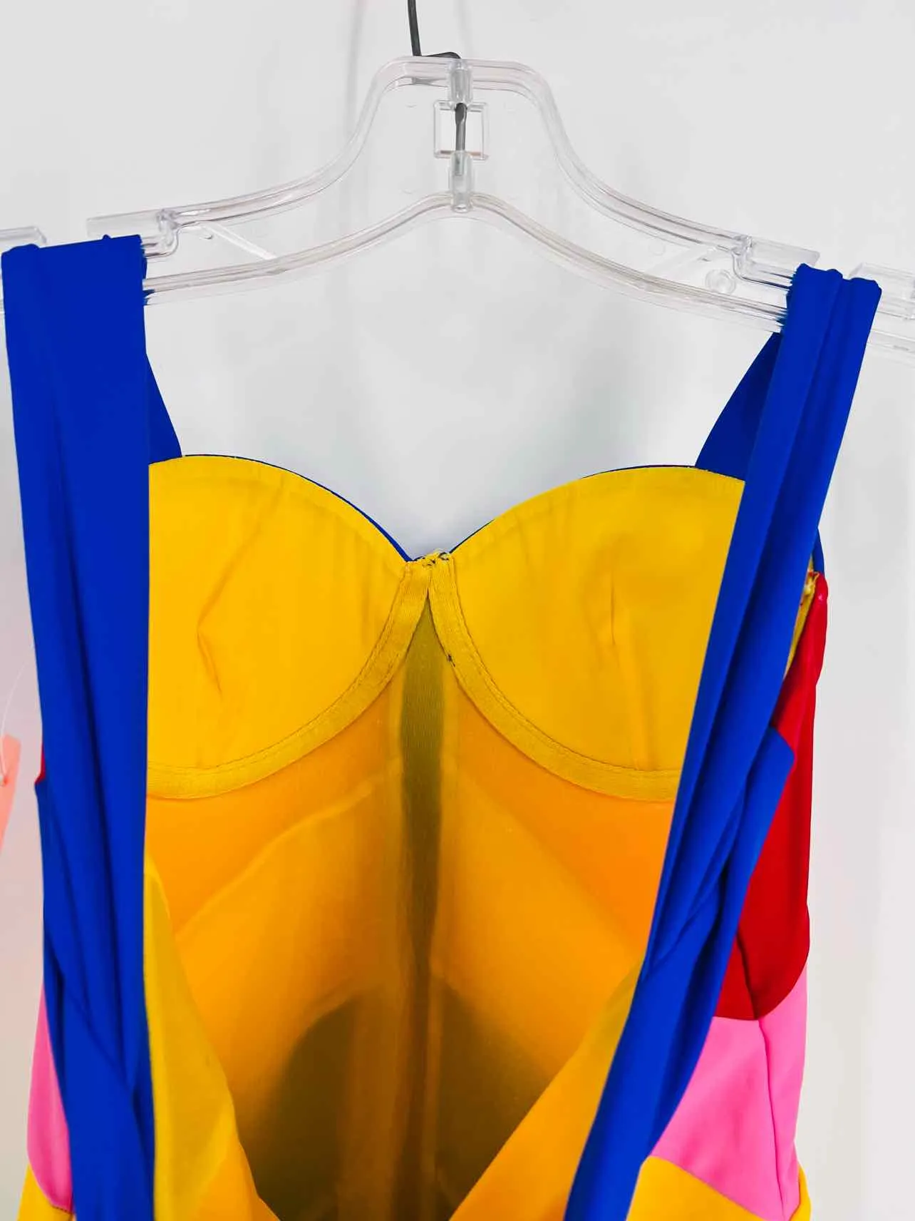 Paper London Size S Blue/Multi Color Block NEW Designer Swimsuit
