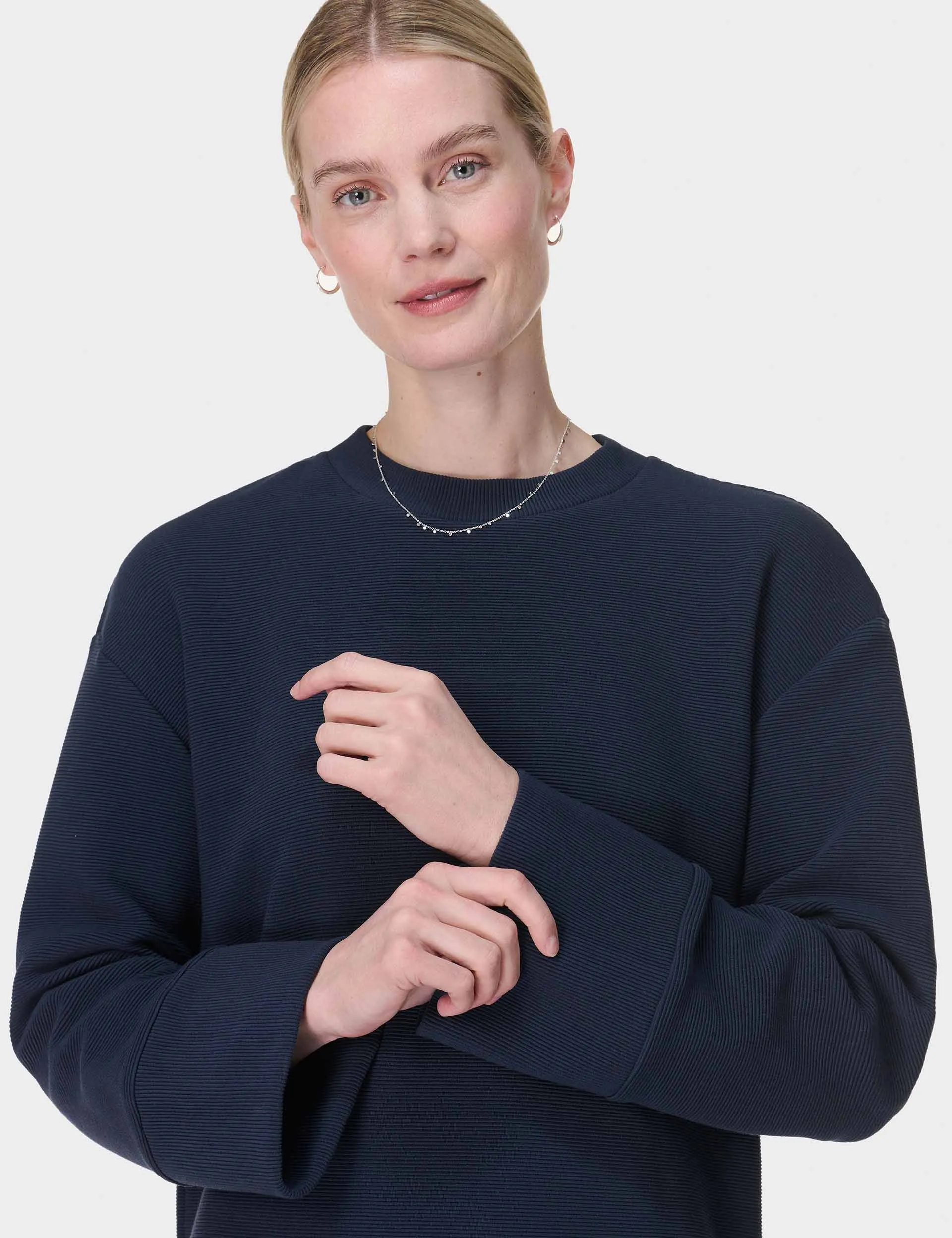 Peaceful Ribbed Sweatshirt - Navy Blue