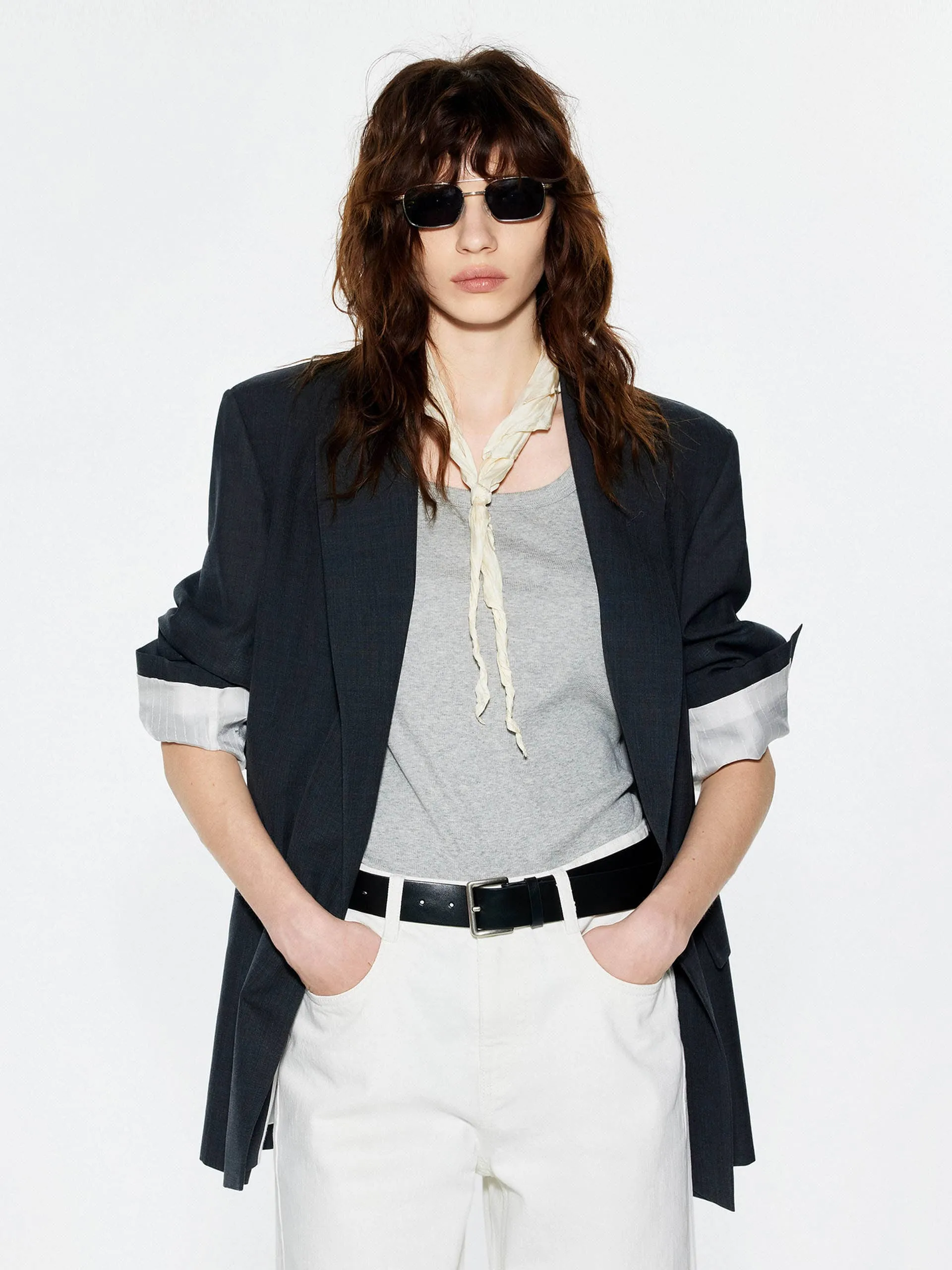 Peak Lapel Structured Blazer