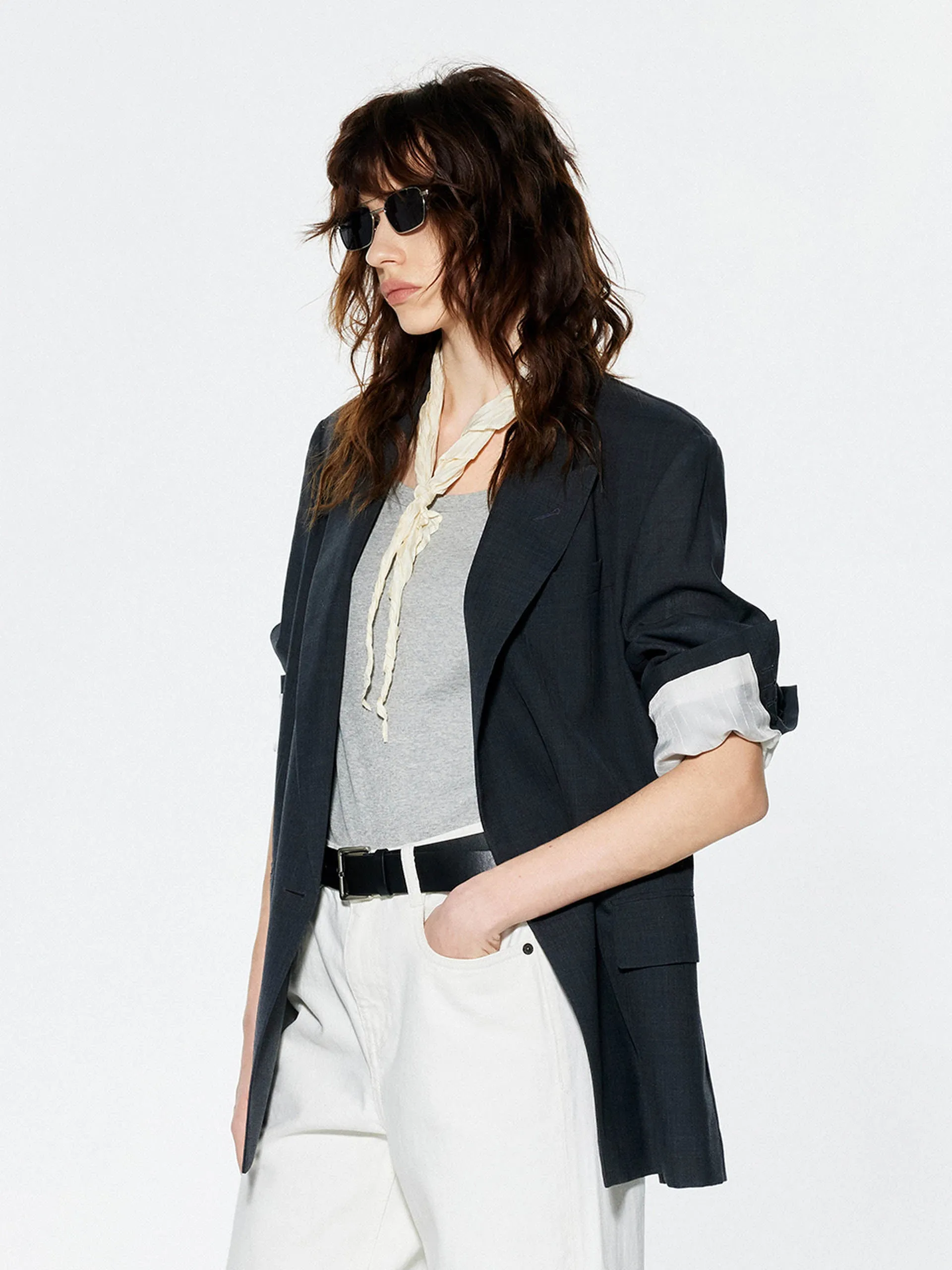Peak Lapel Structured Blazer