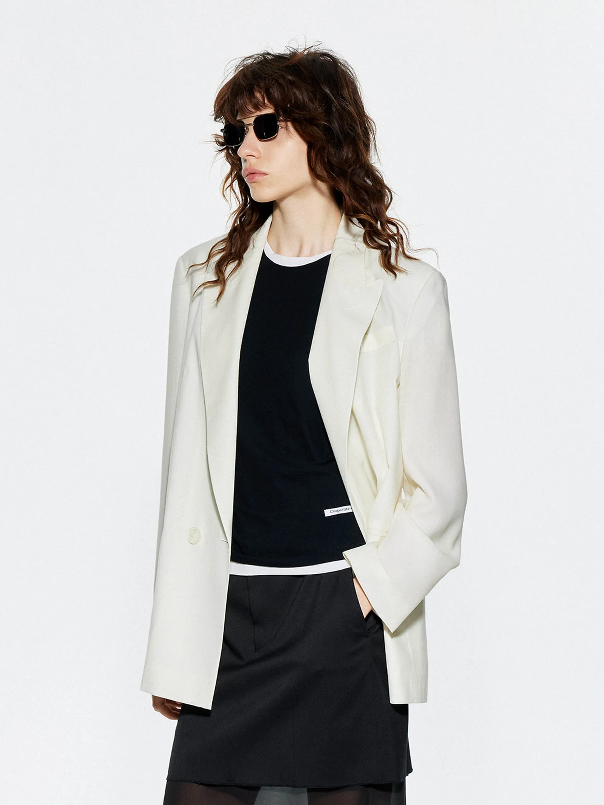Peak Lapel Structured Blazer