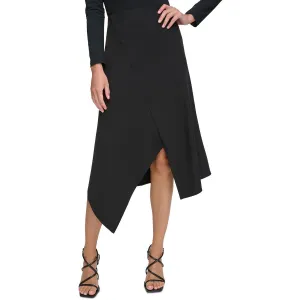 Petites Womens Back Zip Front Slit Pencil Skirt