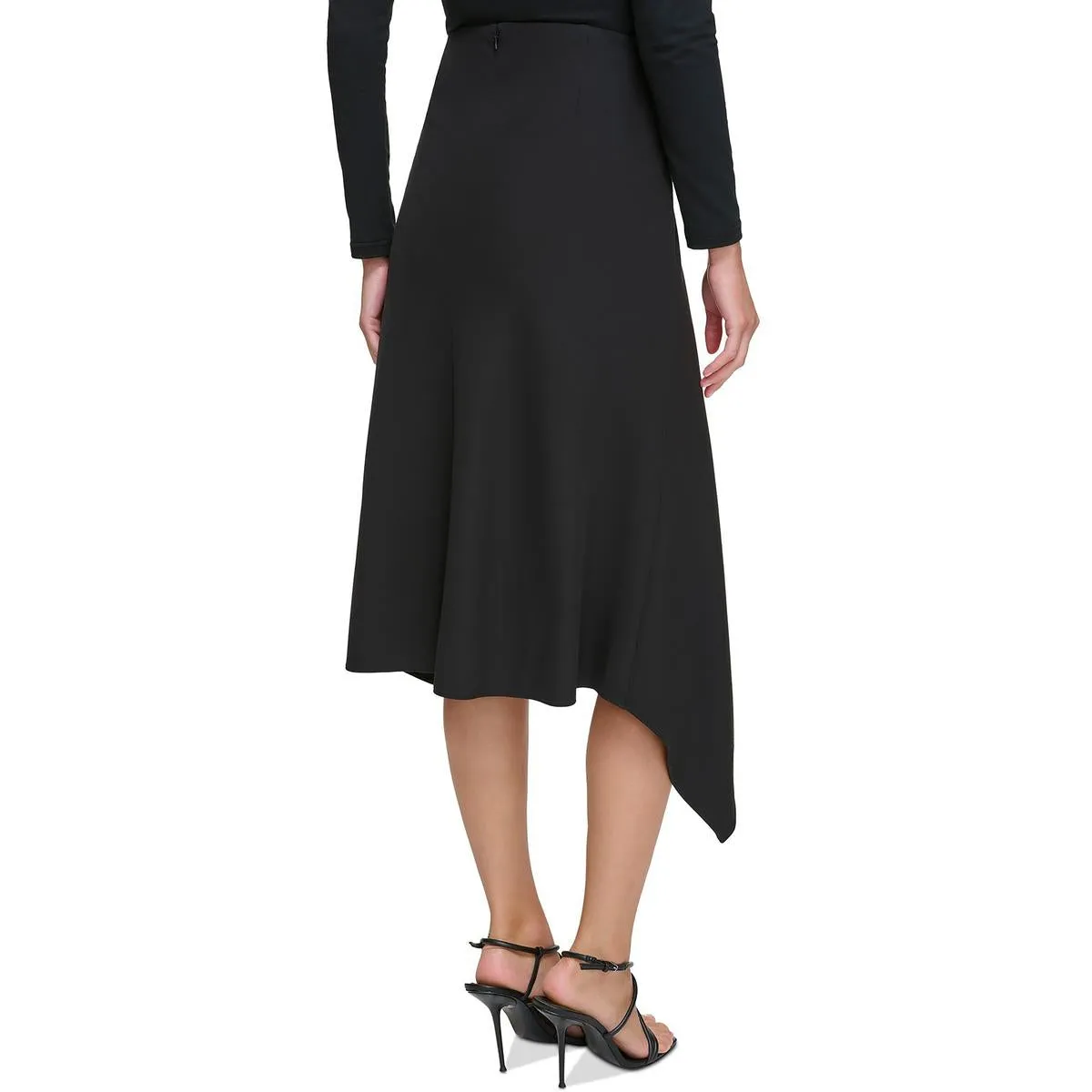 Petites Womens Back Zip Front Slit Pencil Skirt