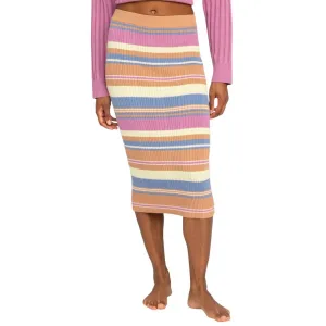 Playa Morning Midi Skirt In Brown Camel Switchback Stripe