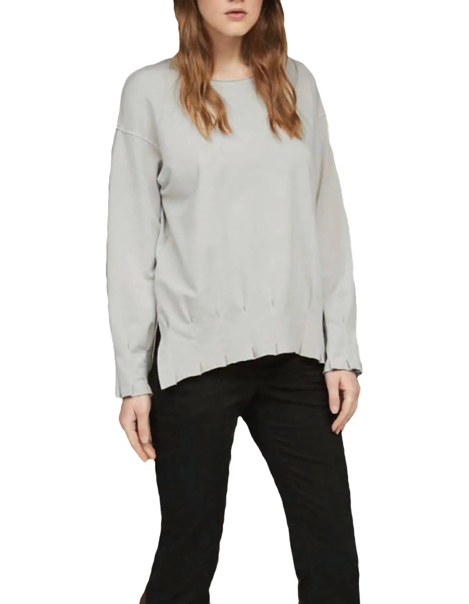 Pleated Sweatshirt In Light Grey