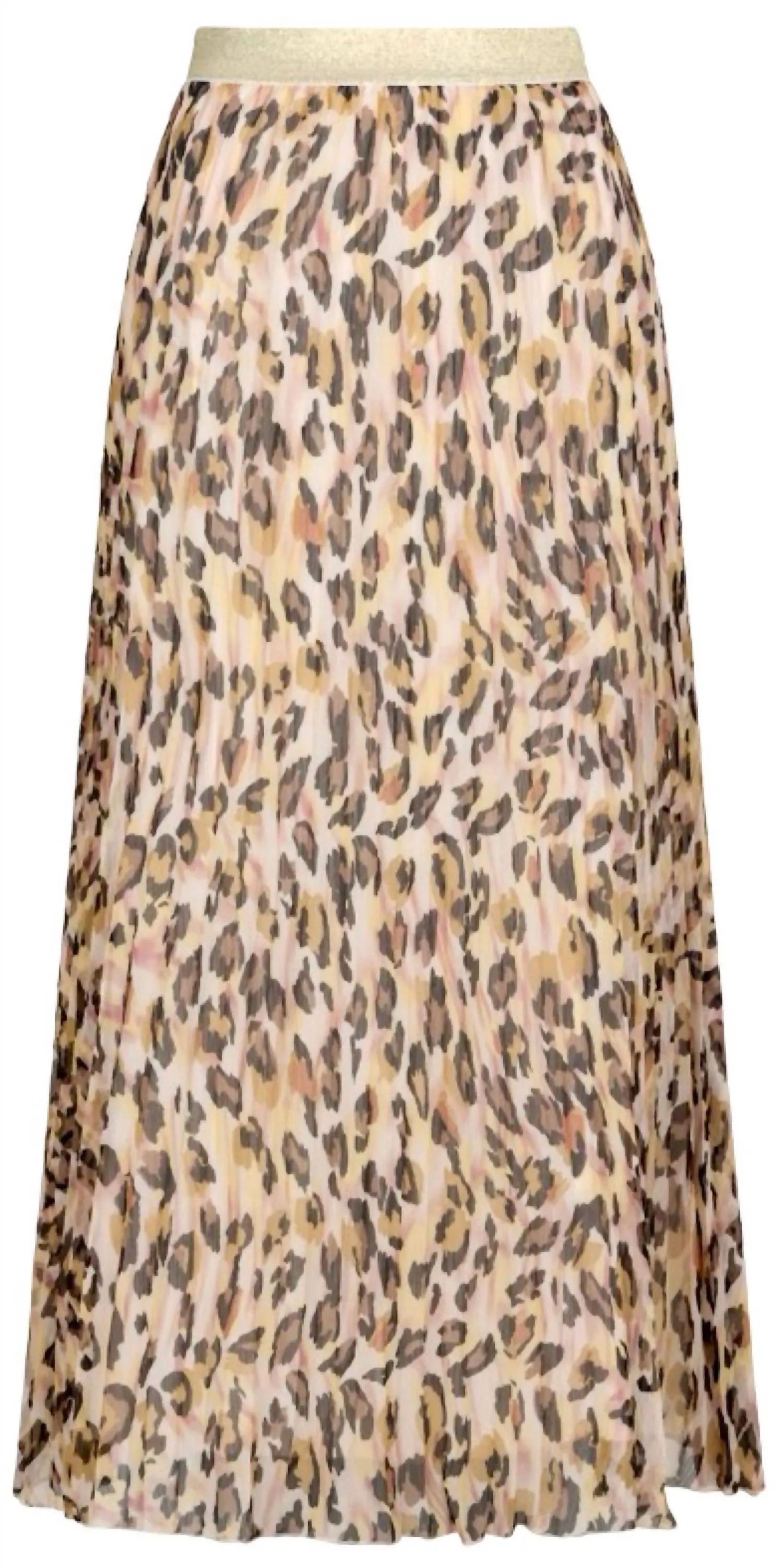 Plisse Leopard Midi Skirt