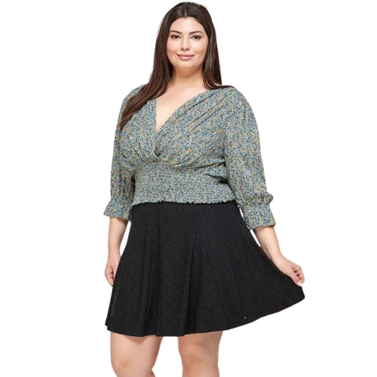 Plus Size, Knit Eyelet A-line Skirt