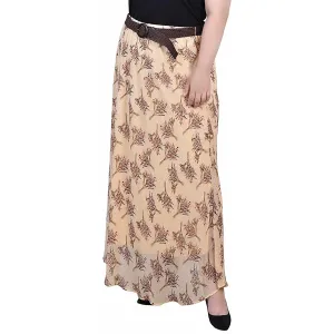 Plus Womens Full Length Printed Maxi Skirt