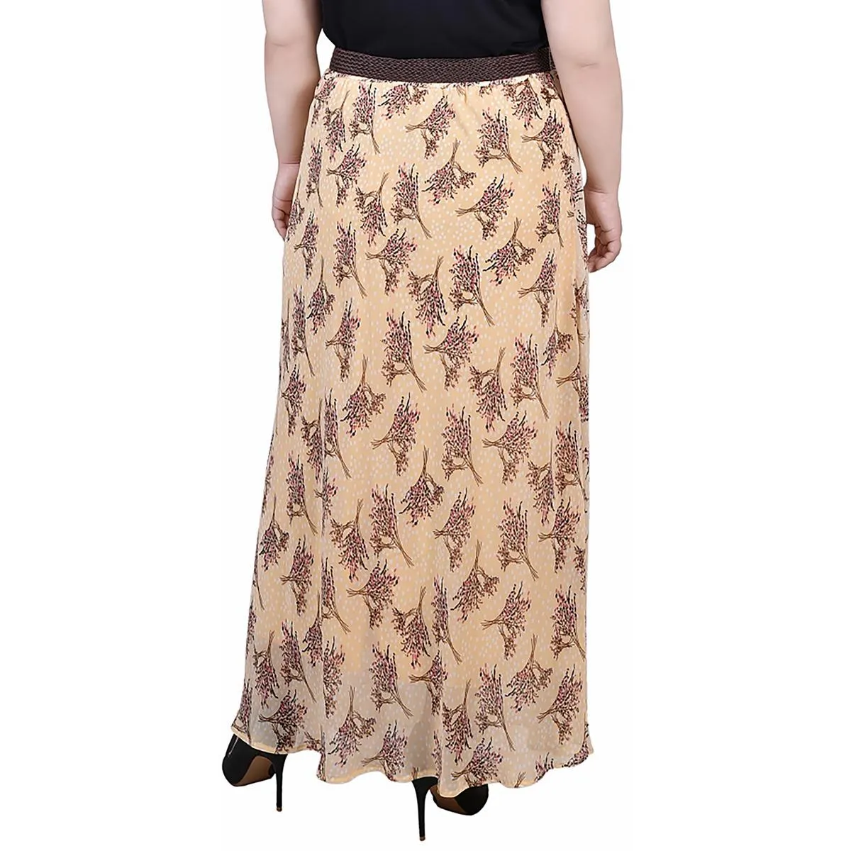 Plus Womens Full Length Printed Maxi Skirt