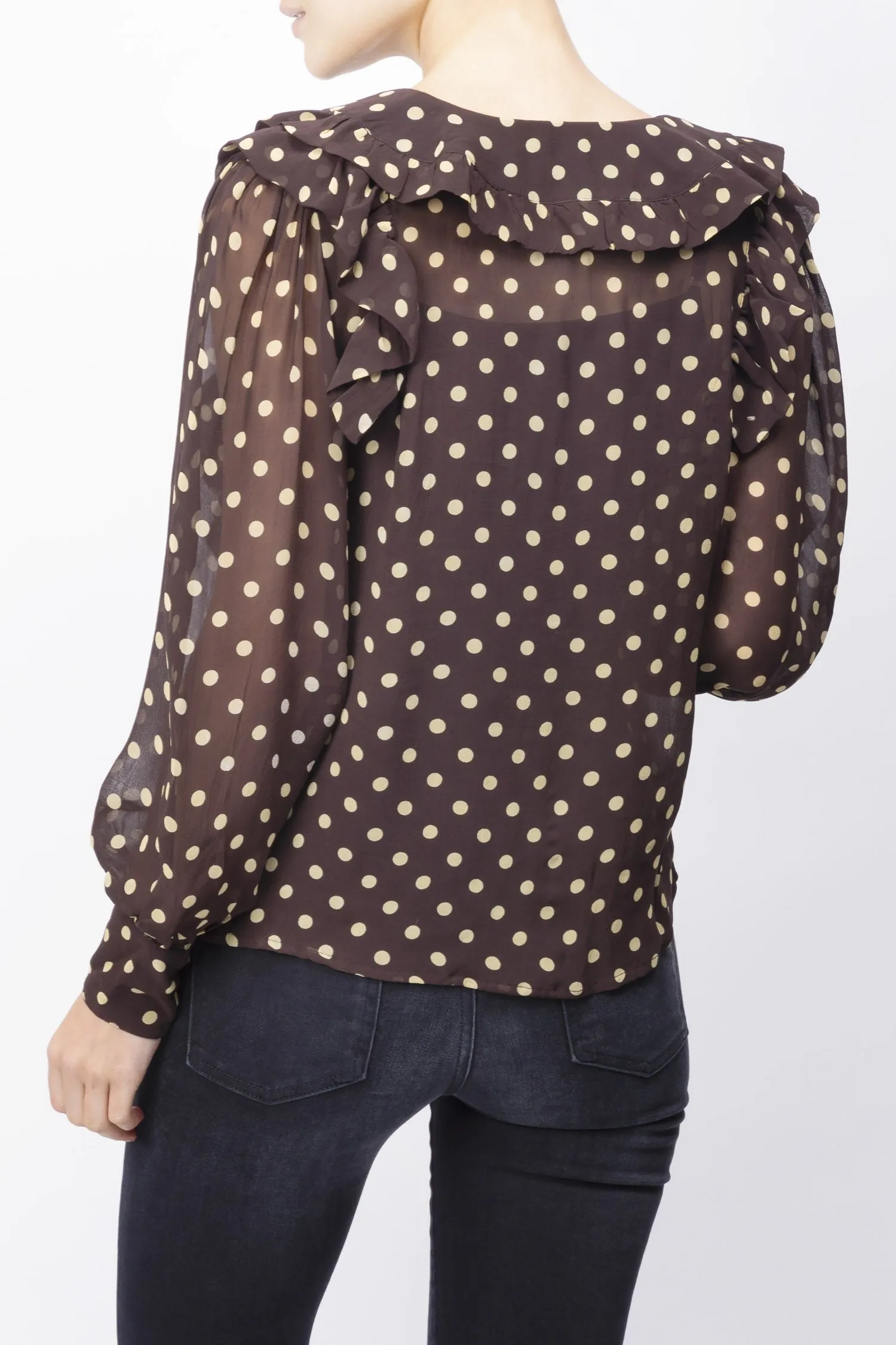 Polka Dot Printed Ruffle Blouse