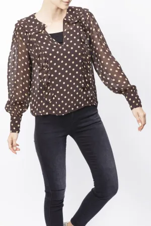 Polka Dot Printed Ruffle Blouse