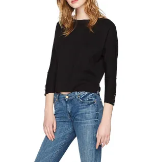 Ponte Loose Short Top In Black