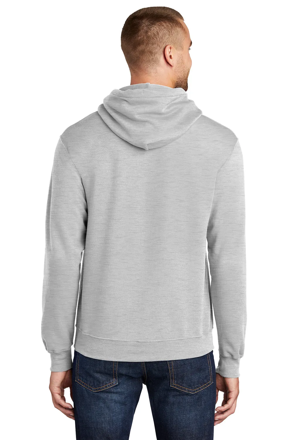 Port & Company Mens Core Pill Resistant Fleece Hooded Sweatshirt Hoodie w/ Pouch Pocket - Ash Grey