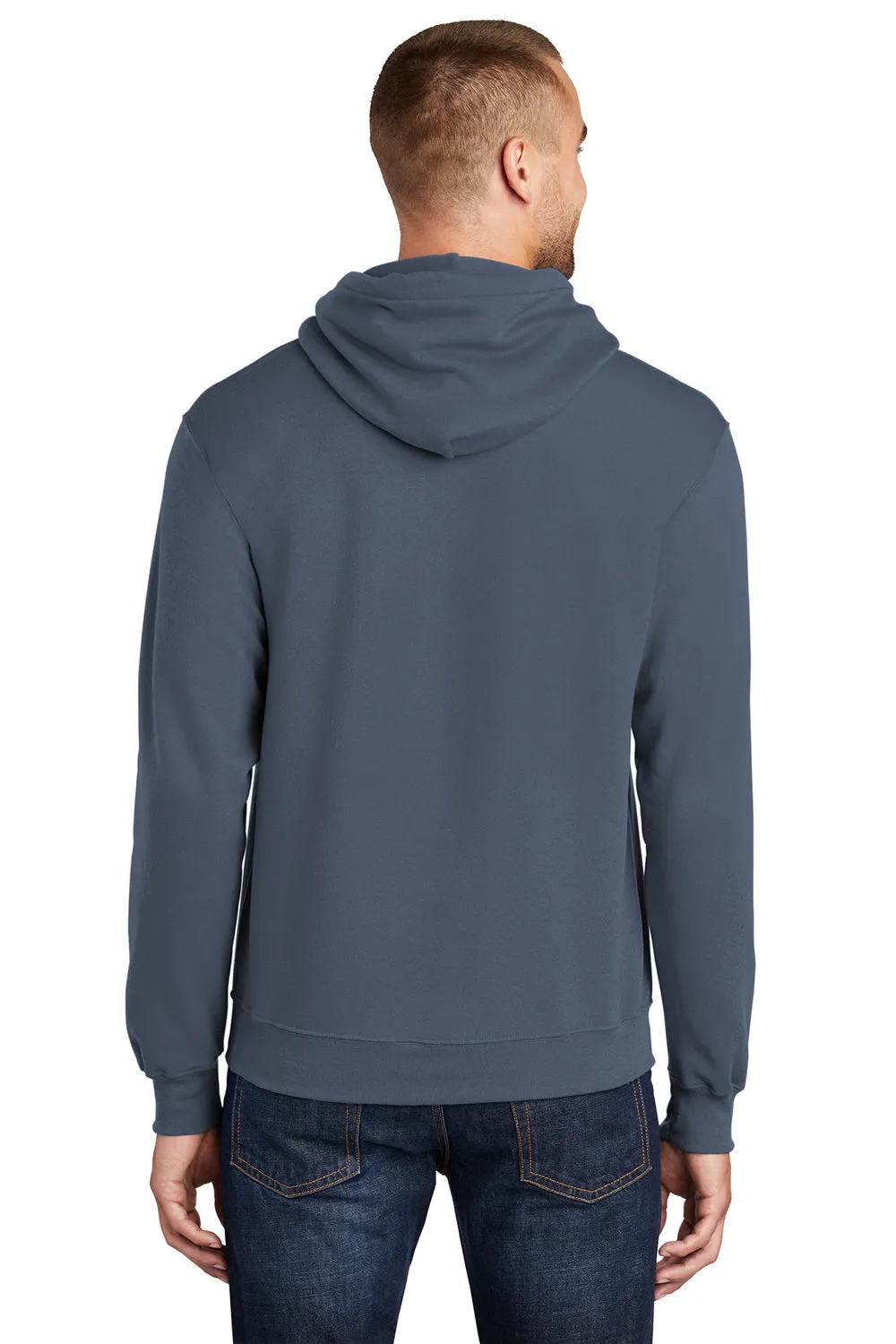 Port & Company Mens Core Pill Resistant Fleece Hooded Sweatshirt Hoodie w/ Pouch Pocket - Steel Blue